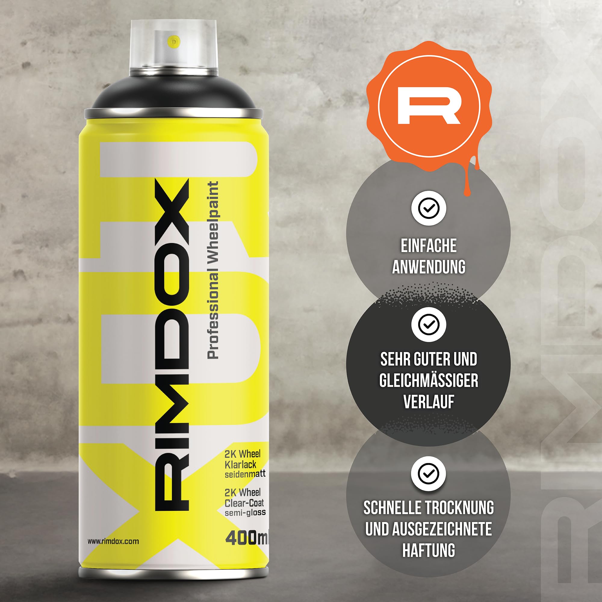 Felgen Klarlack | 2K- High-Solid | 3x Spraydose | Klarlack seidenmatt in OEM-Profiqualität | 100% Made in Germany | transparent, wasserfest, benzinresistent