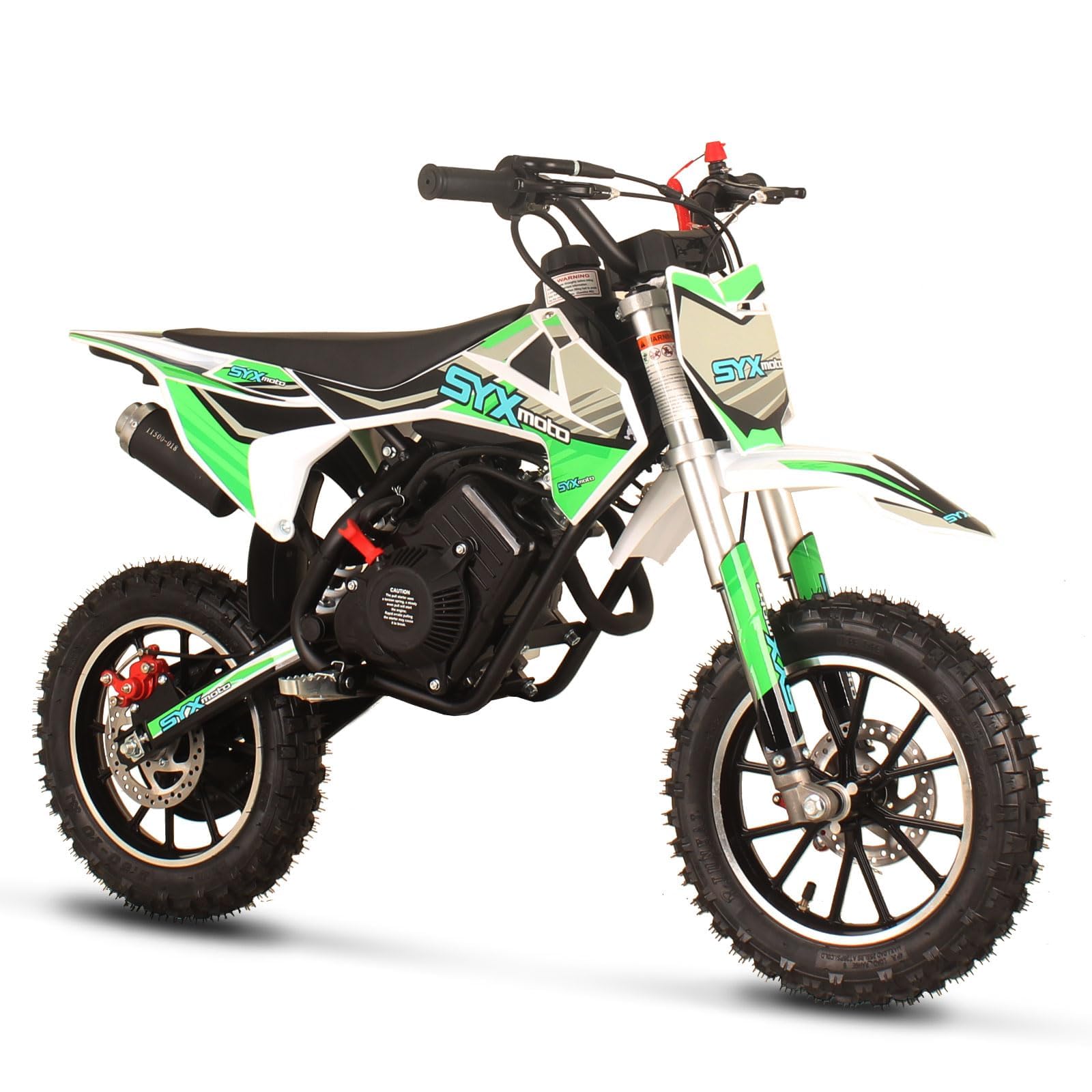 SYX MOTO 58CC 4-Stroke Kids Mini Dirt Bike, Gas Powered Off-Road Motorcycle, Pocket Pit Trail Bikes W/EPA Approved, 8-14 (GreenWhite)