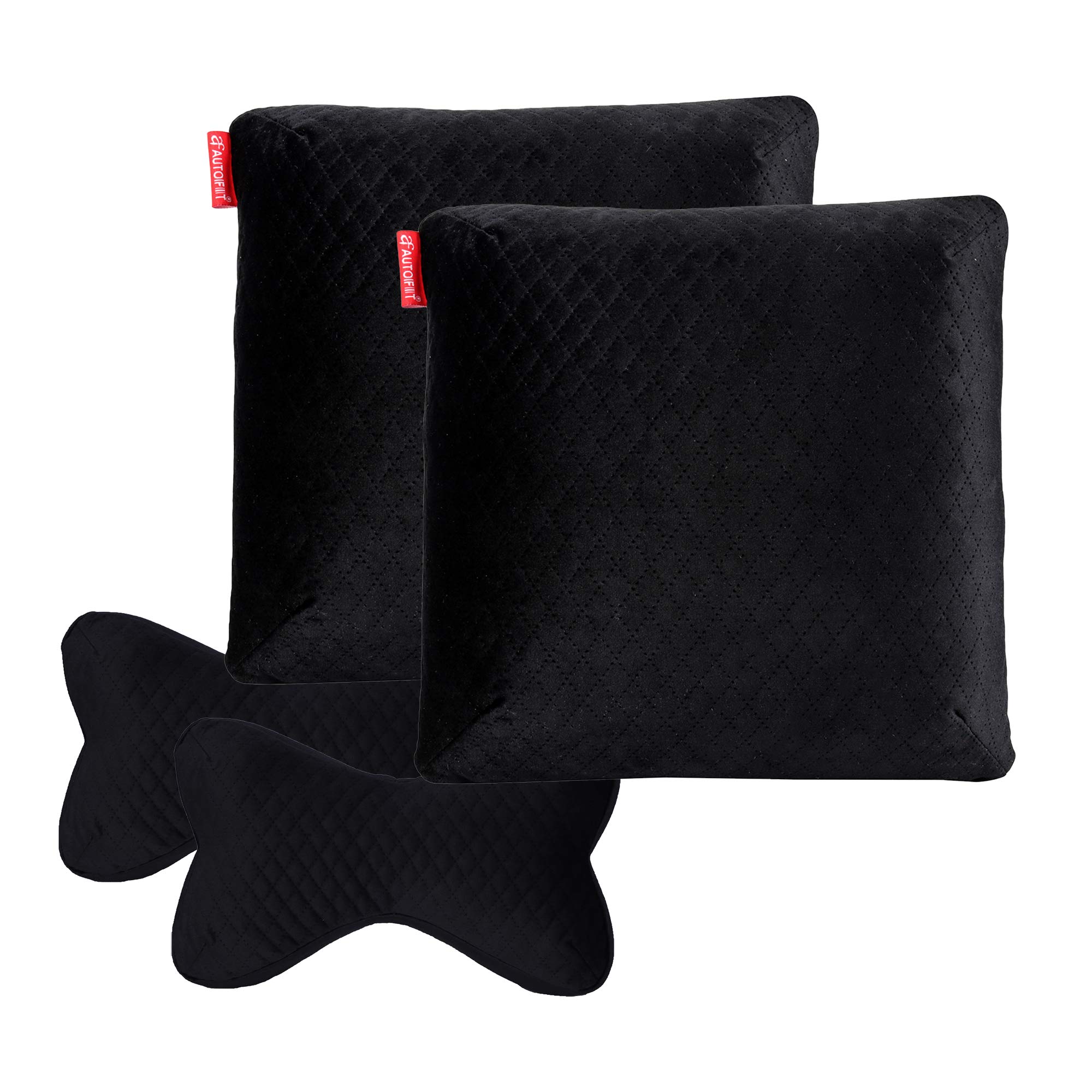 AUTOFIT Memory Foam Bone Shaped CAR Neck Pillow in Black (Combo KIT)-picture-4