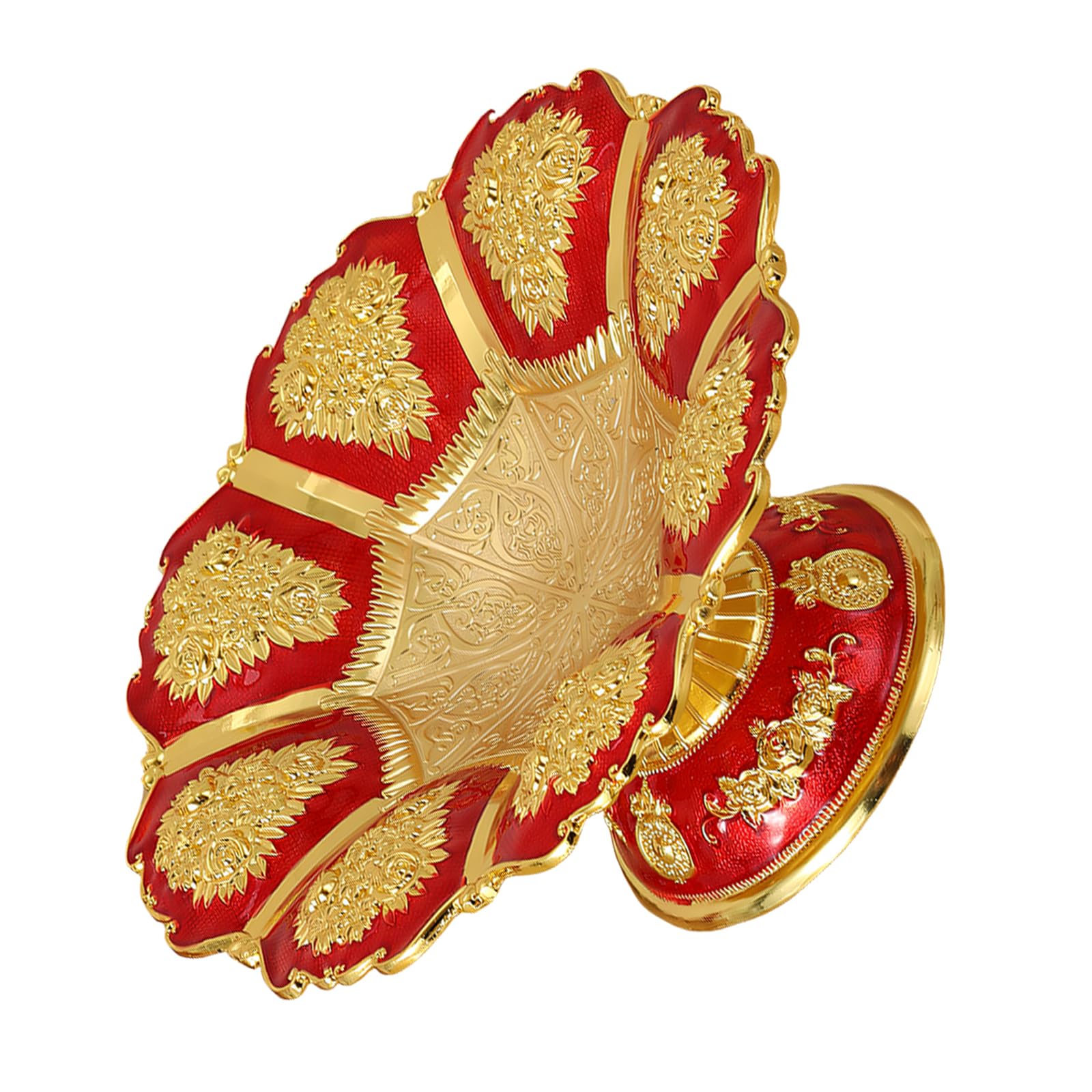 MALSSE European Charm Metal Fruit Bowl with Intricated Pattern Detail for Dining Table Decoration and Snacks Serving Elegant Dessert