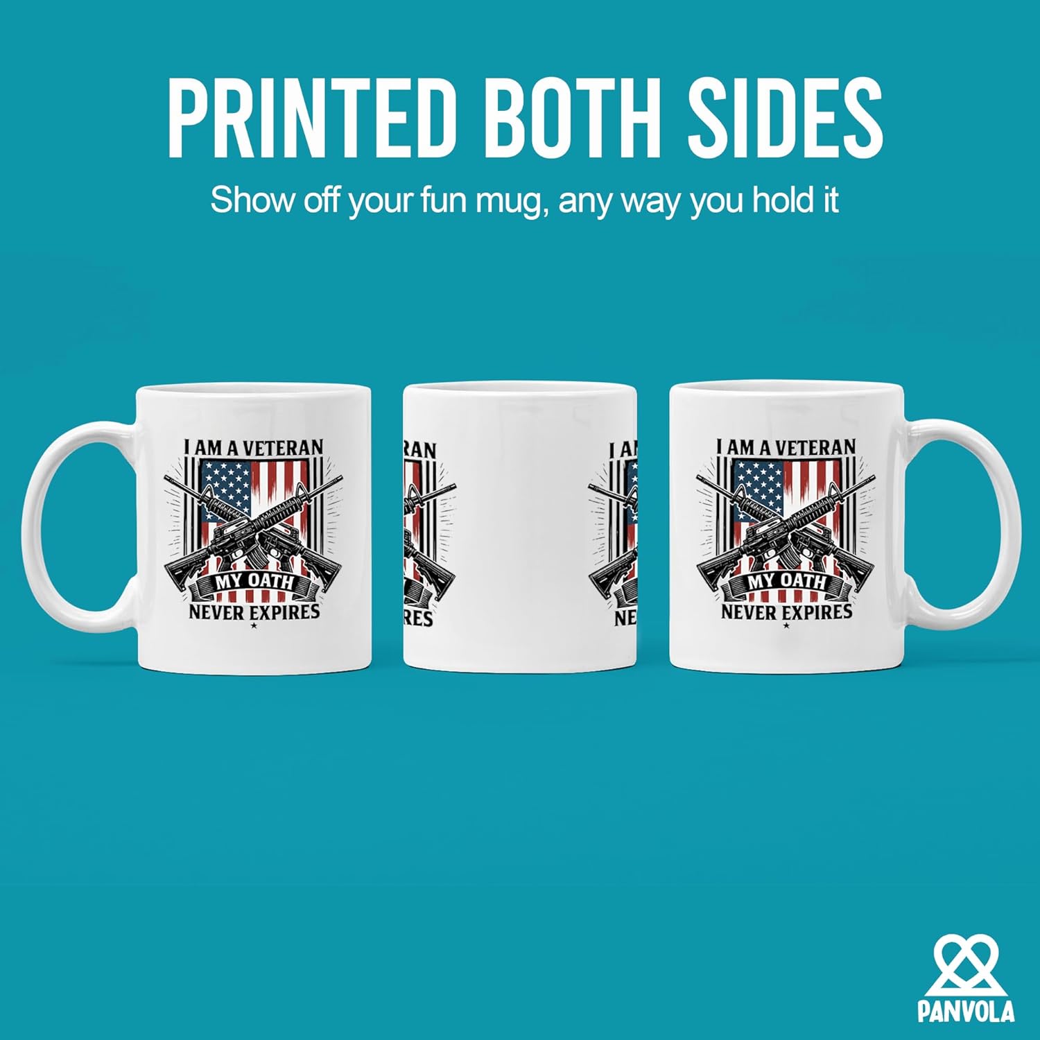 Panvola I Am A Veteran My Oath Never Expires Veteran Gifts Patriotic American Flag For Grandpa Dad Uncle From Grandson Granddaughter Son Daughter Niece Nephew Ceramic Mug 11 oz White - Image 3