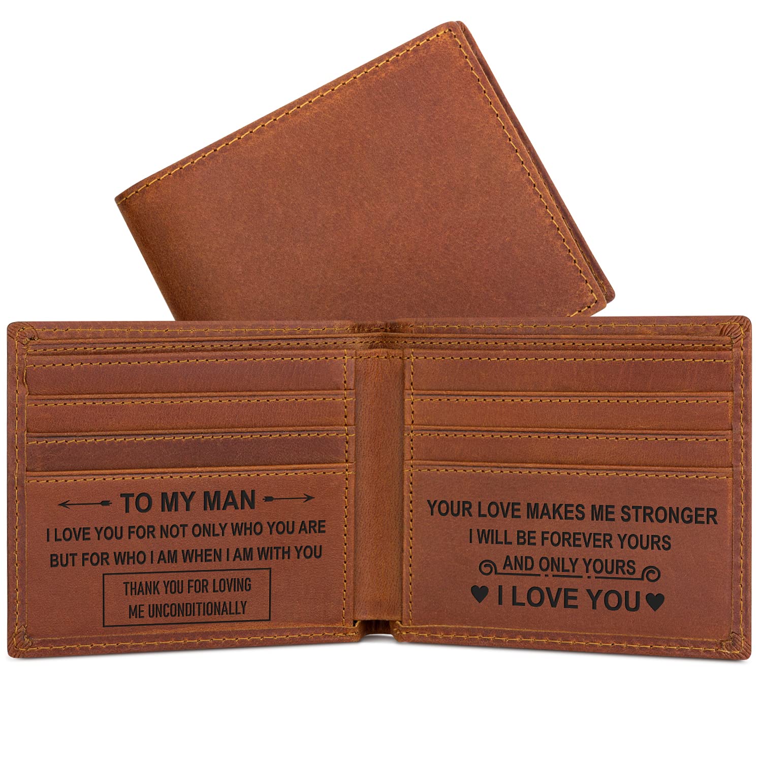 Kullder Engraved Leather Wallet for Men - Personalized Gift Idea for Him - Birthday, Christmas, Anniversary