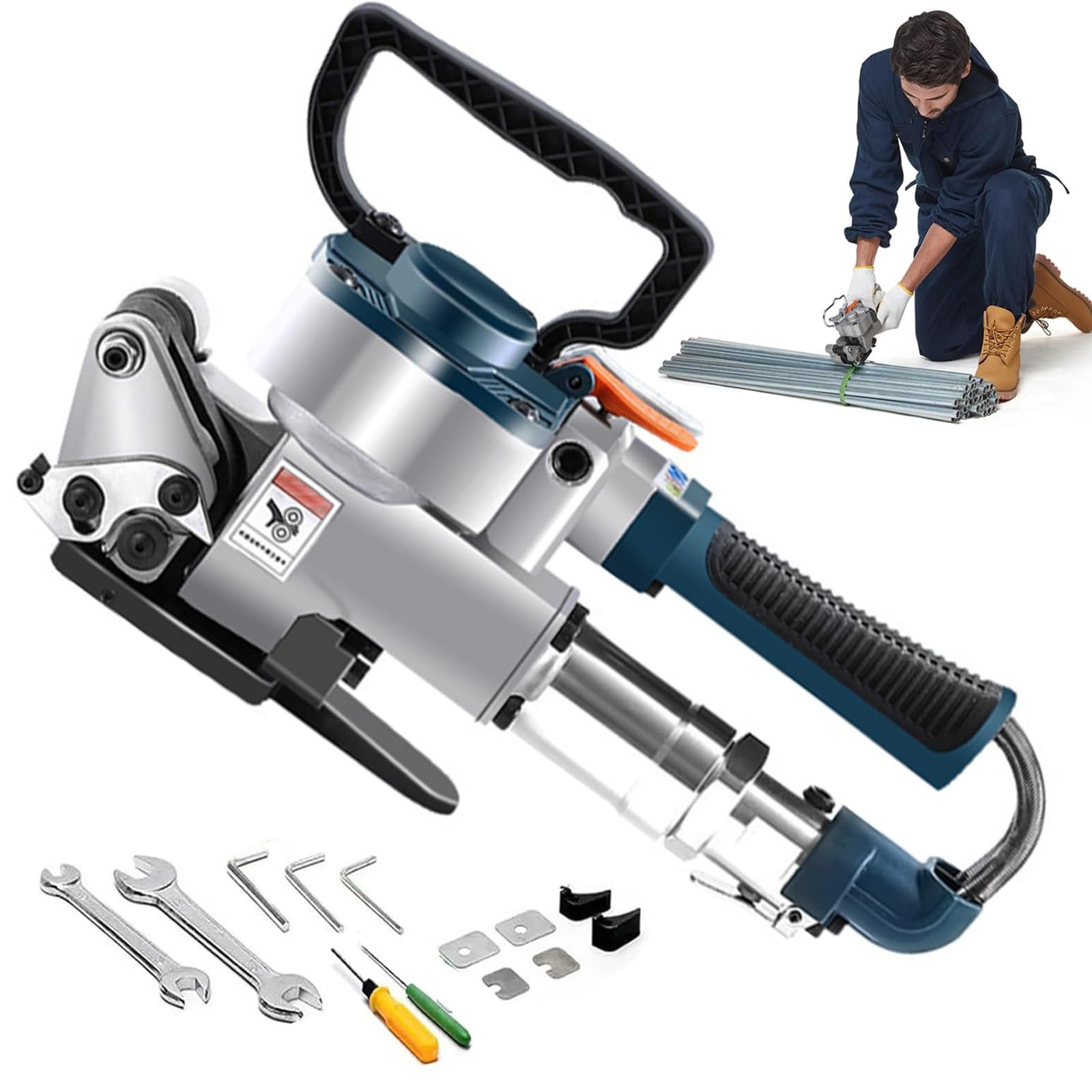 ZHZWwansuGE 3500n Pneumatic Strapping Tool, Handheld Thermal Fusion Strapping Machine, For 13–19mm Wide PET Strapping, Heat-Sealable/Tensible/Cuttable, No-Separation Belt