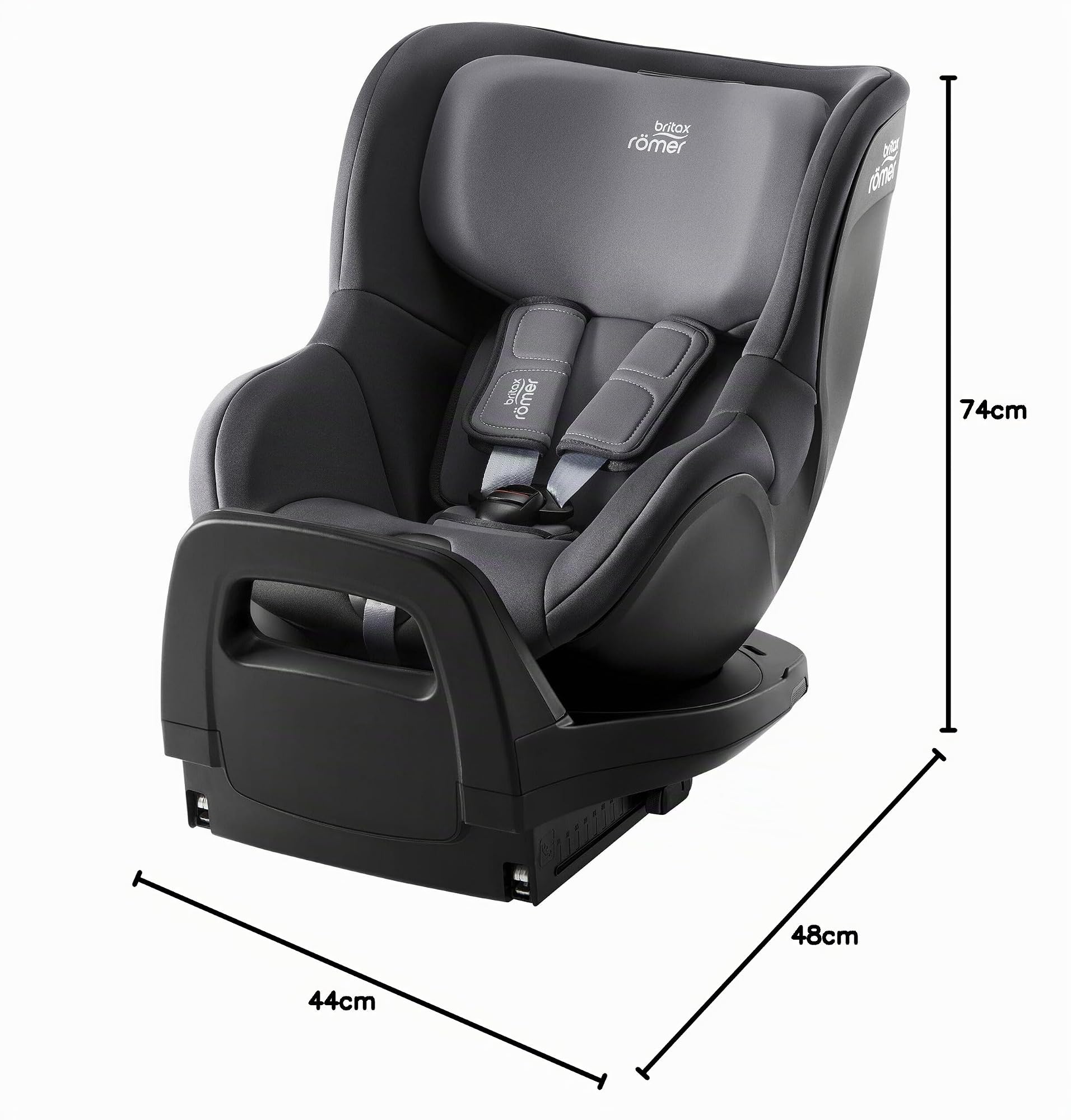 BRITAX RÖMER Seggiolino Auto DUALFIX 2 Z-LINE Girevole a 360° ISOFIX Bambini da 61 a 105 cm i-SIZE (Gruppo 0+/1) da 3 Mesi a 4 Anni, Midnight Grey