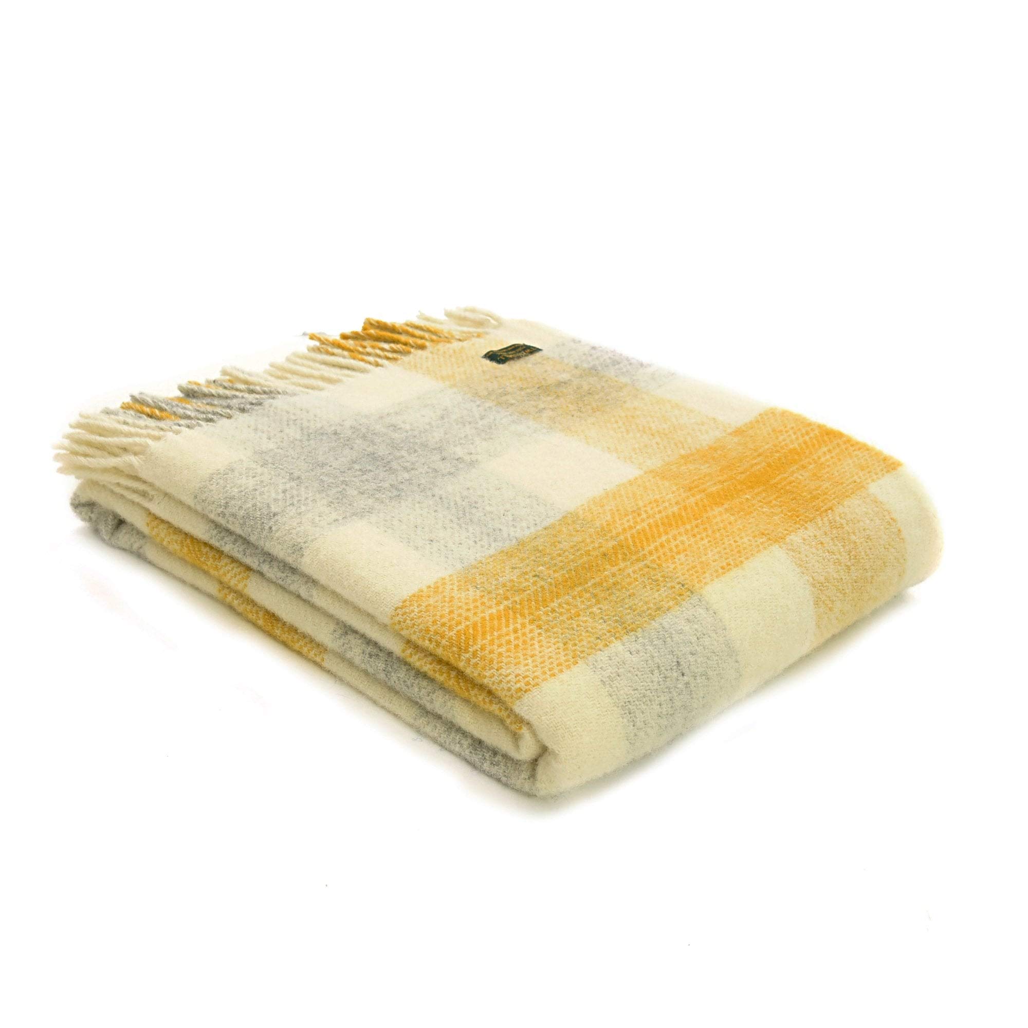Tweedmill Yellow Pure New Wool Meadow Check Throw