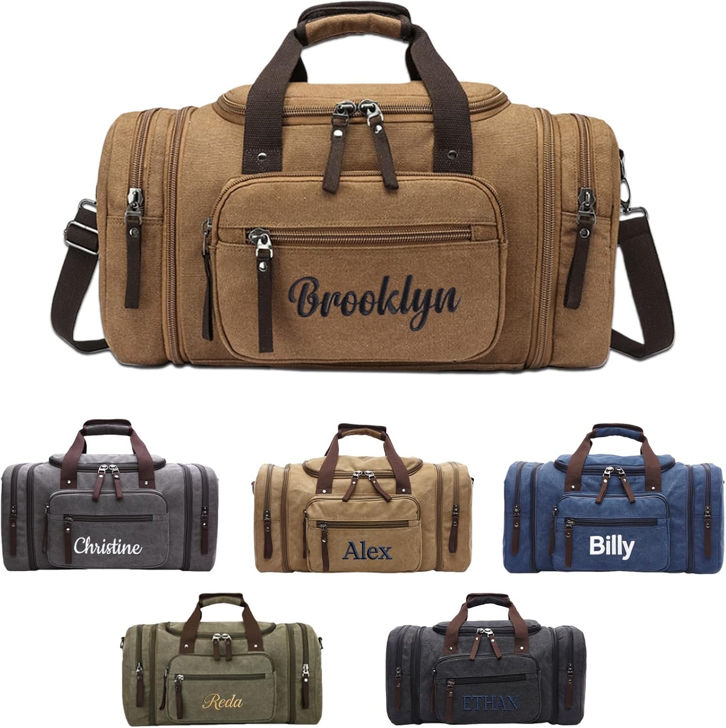 Personalized Duffle Bag for Men Women, Custom Large Compartment Canvas Travel Bag with Name, Birthday Valentines Gifts, Customized Carry On Gym Bags for Weekender Overnight Sports