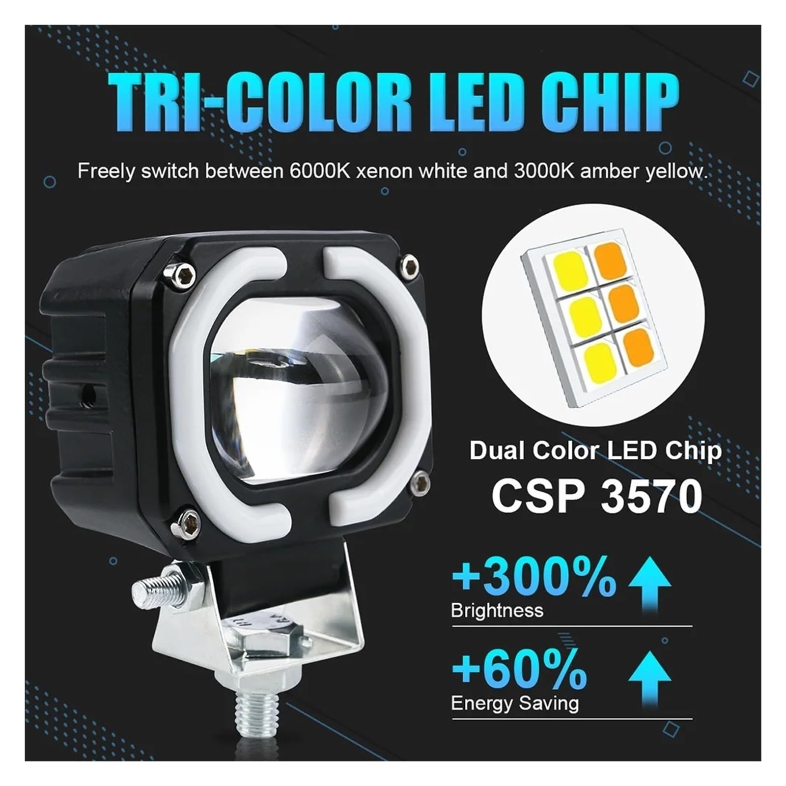 2 Pezzi Fari Fendinebbia Per Moto Per Auto Per Camion Fuoristrada Angel Eyes LED Faretti Portatili Guida Per Barca Faro Del Motociclo(Blue 2pcs)