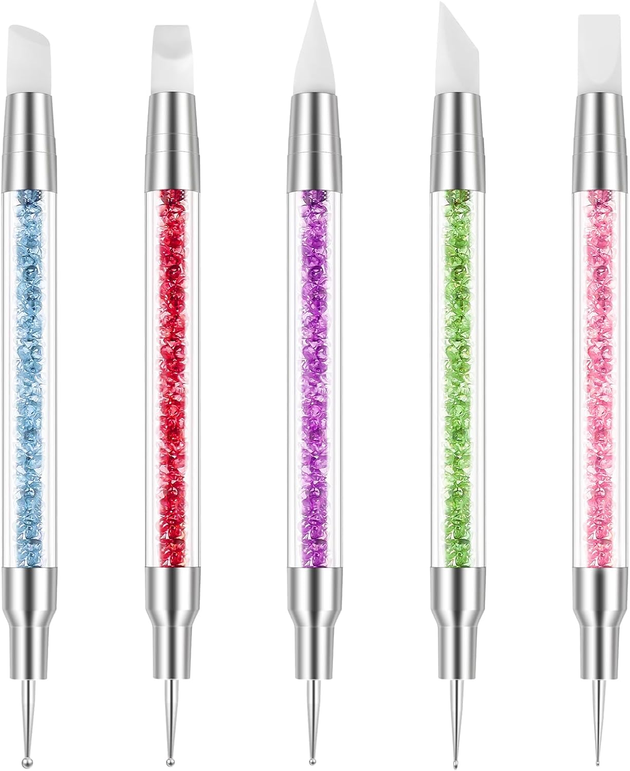 5 stuks nail art dotting tools siliconen nageldesign kwast nail art kwast dubbele kop nagel borstel set gel nagel knippen borstel manicure gereedschap voor doe-het-zelf nail art design