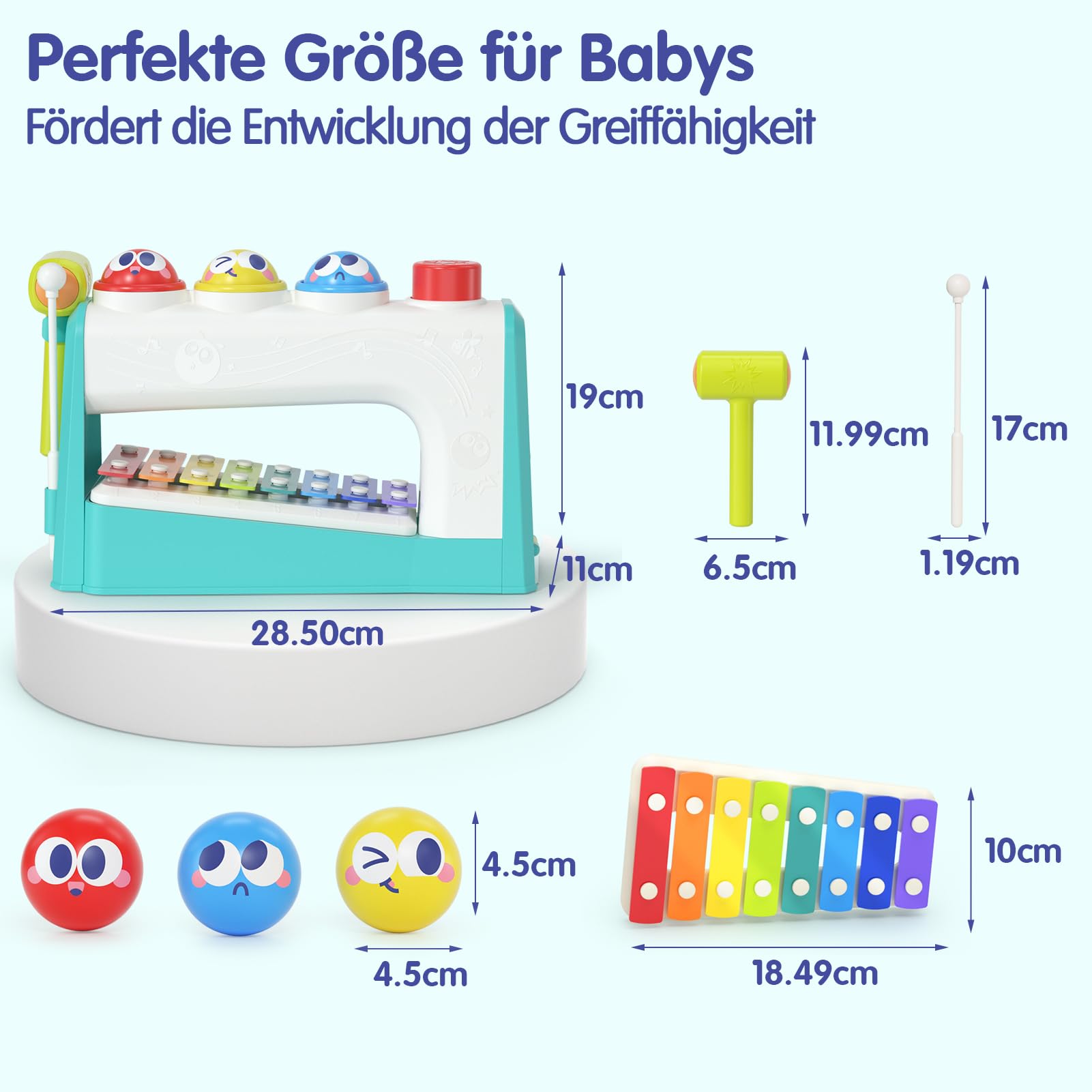 HOLA Spielzeug ab 1 Jahr, Hammerspiel Xylophon Kinderspielzeug ab 1-2 Jahre Baby Geschenk für 1 Jahr Jungen und Mädchen Motorikspielzeug ab 12 Monate
