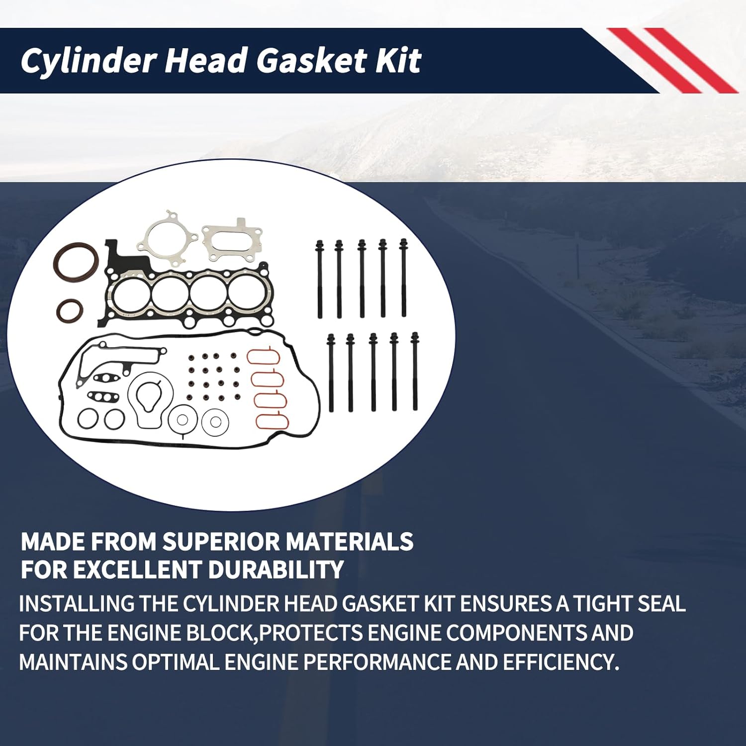 Cylinder Head Gasket Kit w/Head Bolts Fit for Honda Accord 2018-2022 / Civic 2016-2021 / CR-V CRV 2017-2021 1.5L L4 Multi-Layered Steel Shim Seal Set 122516A0A01 1225159B004 DOHC