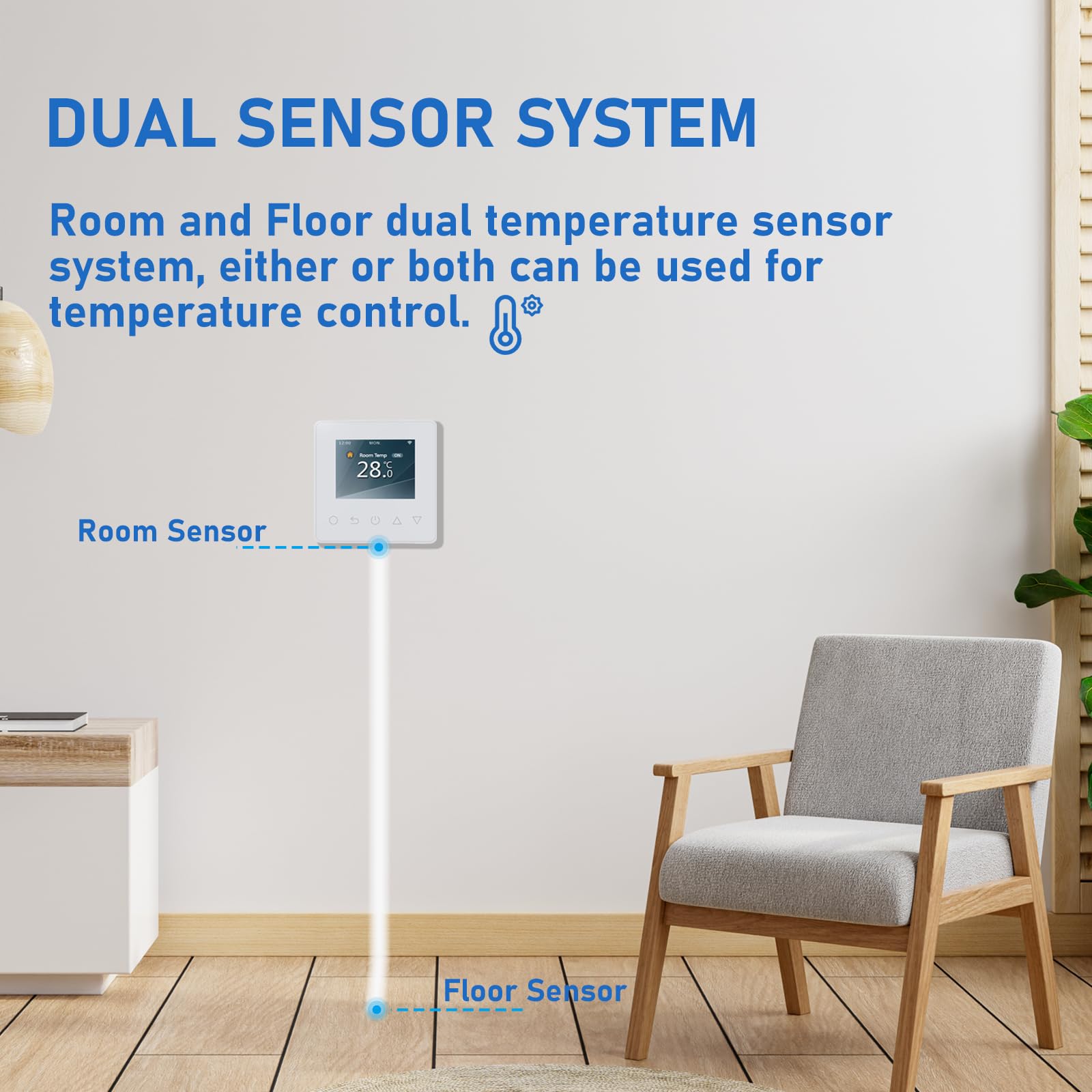 Underfloor Heating Thermostat Digital Temperature Controller Weekly Circulation Programmable Floor Sensor with WiFi