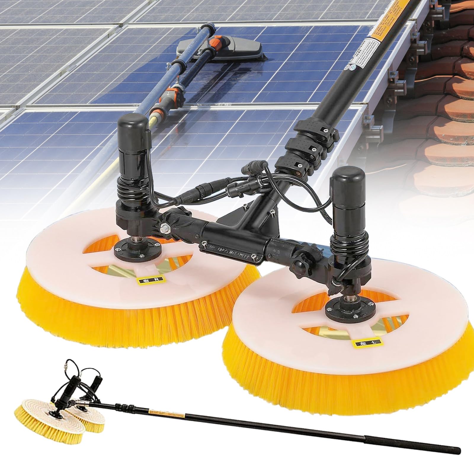 AYCDL Telescopic Cleaning Brush Kit for Solar Panels, Windows & Cars - 7.5m Water Fed Pole, Lithium Battery Window Washer, Efficient Solar Panel Cleaning Tool,Lithiumbattery-5.5m