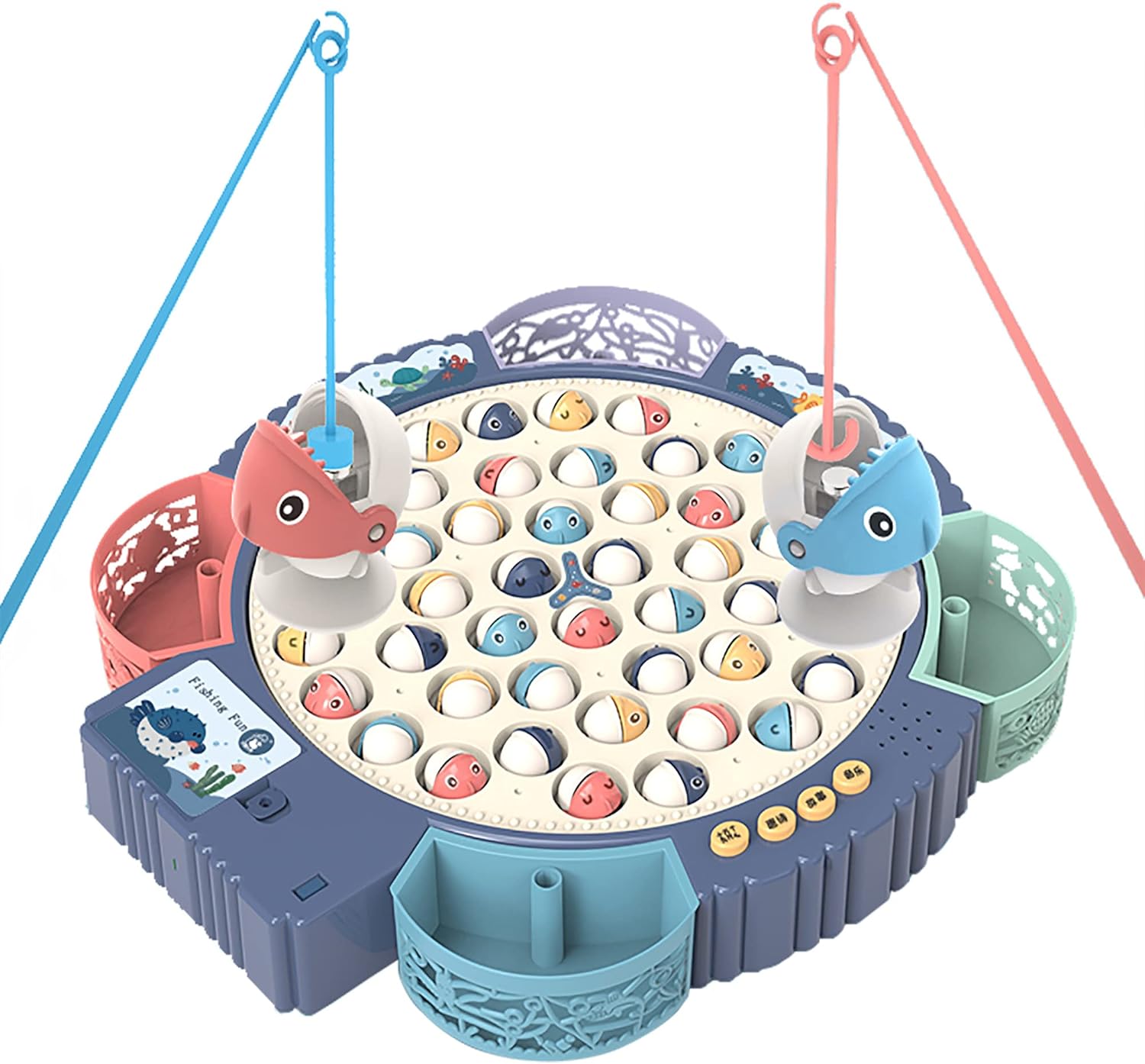 Aiyazhi juegos de pesca magnéticos para niños, juguetes educativos eléctricos magnéticos para niños con caña de pescar magnética y música, regalos de juguete de pesca magnética y animales magnéticos