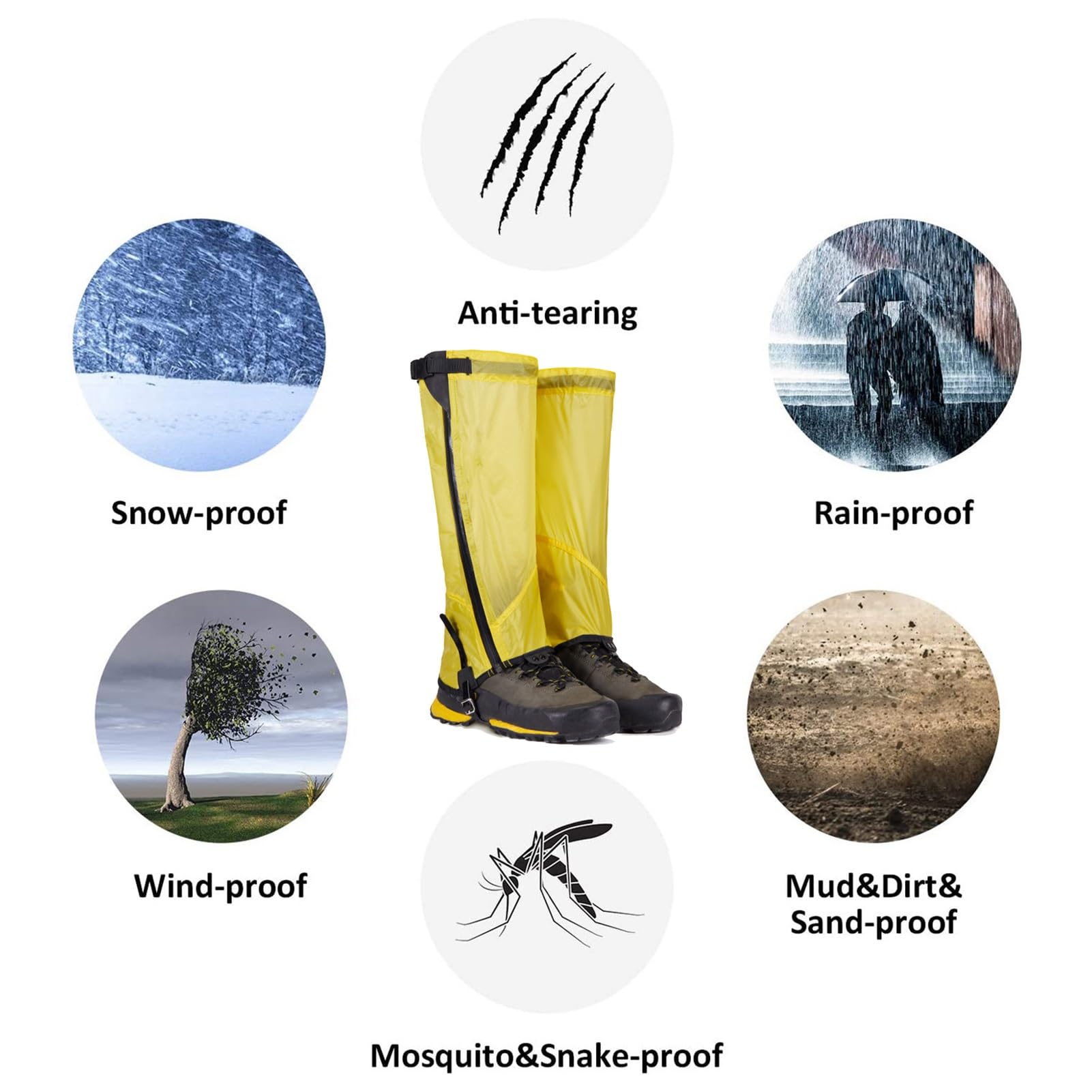 Guêtres De Jambe, Guêtres De Bottes Imperméables, Couvre-Chaussures De Neige, Protections De Serpent Imperméables Et Durables, Adaptées À l'escalade, Au Camping, À La Randonnée