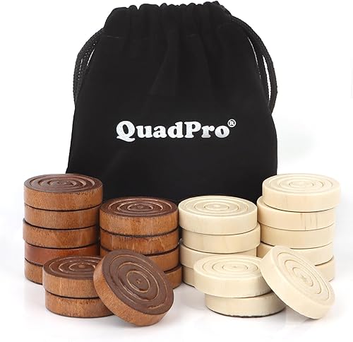 Piezas de madera de damas, 24 piezas de madera con bolsa de almacenamiento, piezas de madera de primera calidad para backgammon, ideal para piezas