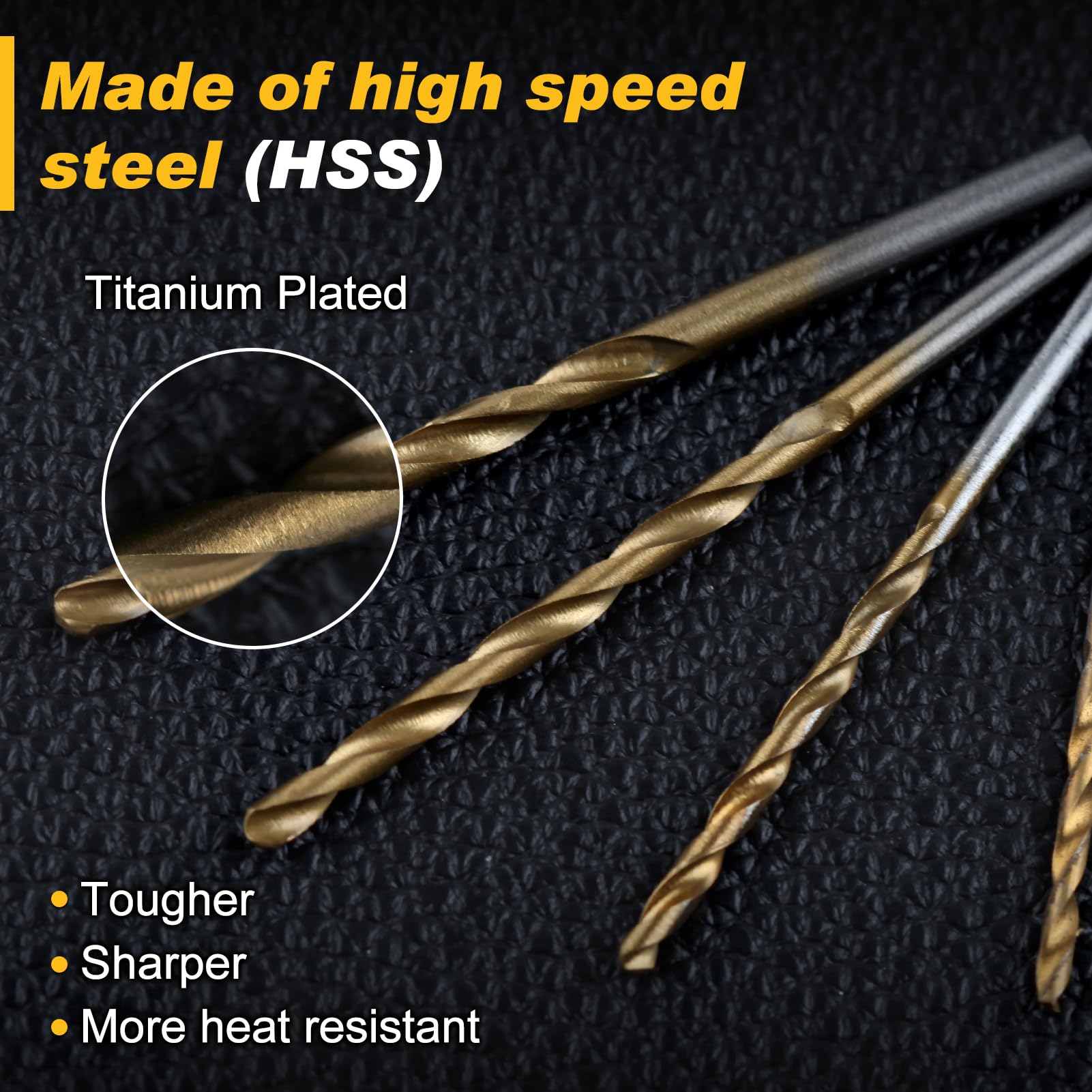 GOLD DEER 60Pcs Mini Titanium Twist Drill Bit Set 1mm-3.5mm 135 Degree Tip HSS Drill Bits Metric High Speed Steel Drill Bit Set Micro Drill Bits for Wood Metal - Image 3