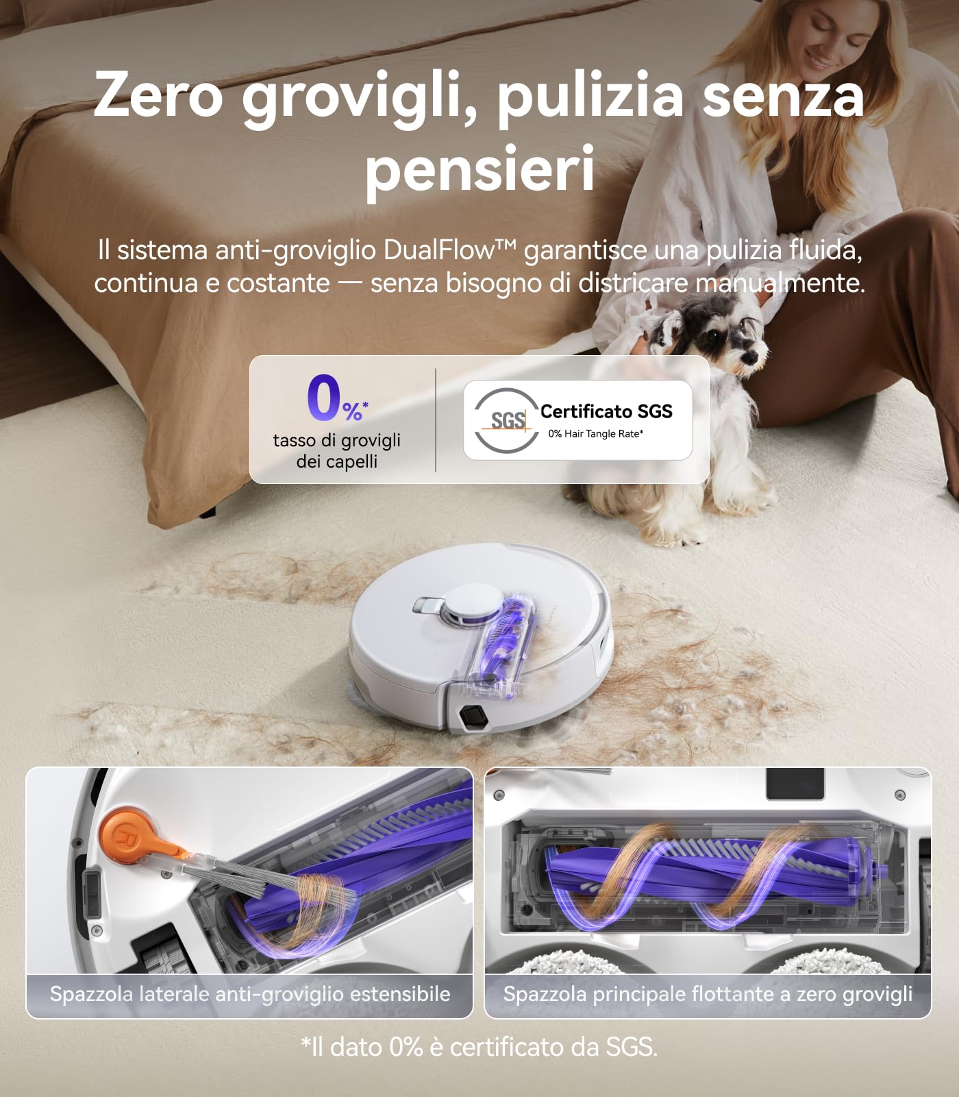 NARWAL Freo Z10 Pro Robot Aspirapolvere Lavapavimenti, 18500Pa, CarpetFocus2.0, DualFlow2.0 Anti-groviglio di Peli, Mop Estensibile, Navigazione Radar LDS, Acqua Calda a 75℃, Autopulizia e Asciugatura