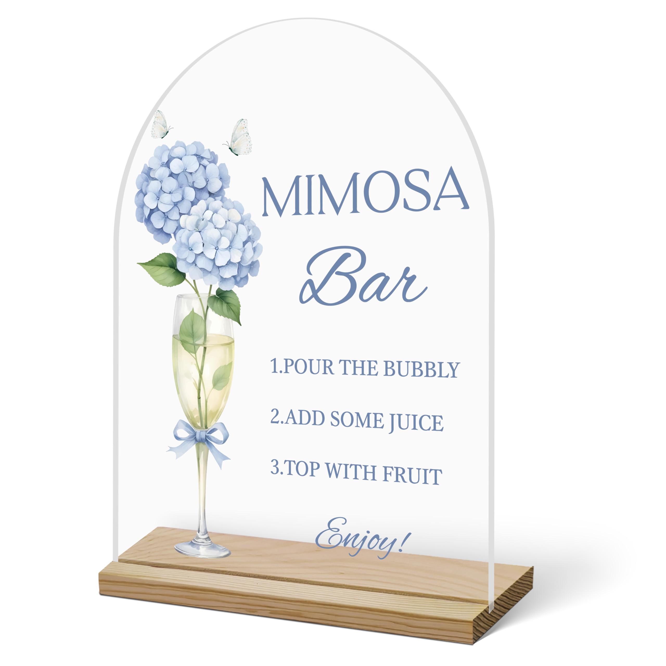 Mimosa Bar Sign For Table, Champagne Flower Acrylic Mimosa Bar With Base Supplies For Baby Shower Bridal Shower, Decoration For Wedding Bachelorette