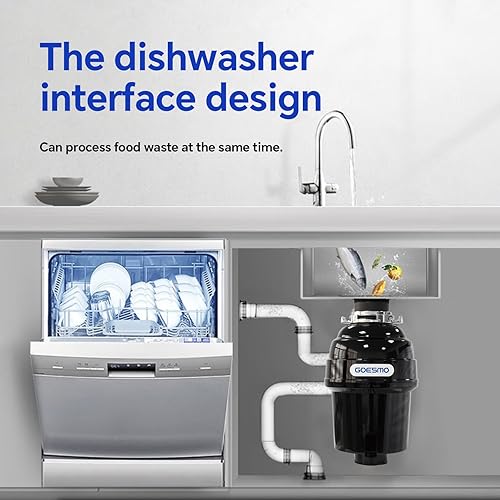 Miniatura 4 de GOESMO Eliminación de basura 34 HP Triturador de basura de alimentación continua con cable de alimentación, interruptor de aire, protector contra