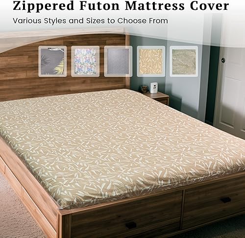 Miniatura 5 de ZonLi Funda de colchón de futón tamaño matrimonial para colchón de futón tradicional japonés con cremallera, tapete para dormir de tatami, súper