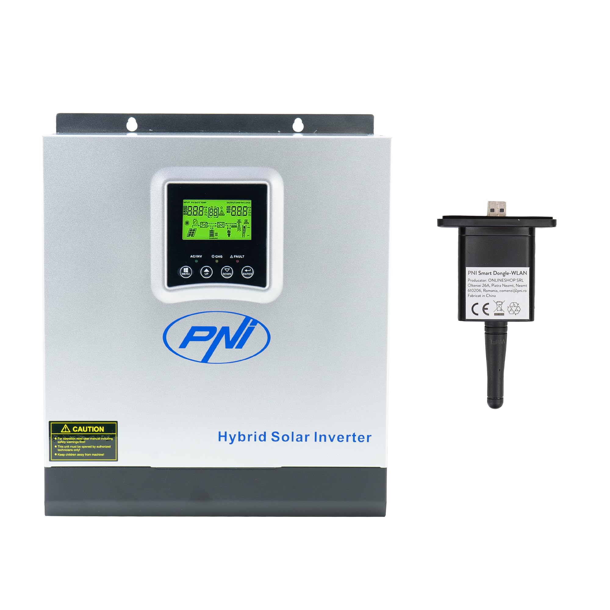 PNI GreenHouse SC1800C PRO Inverter solare, 3KW 13A 3000VA, 24V, MPPT 60A, Off Grid Pure Sine Hybrid
