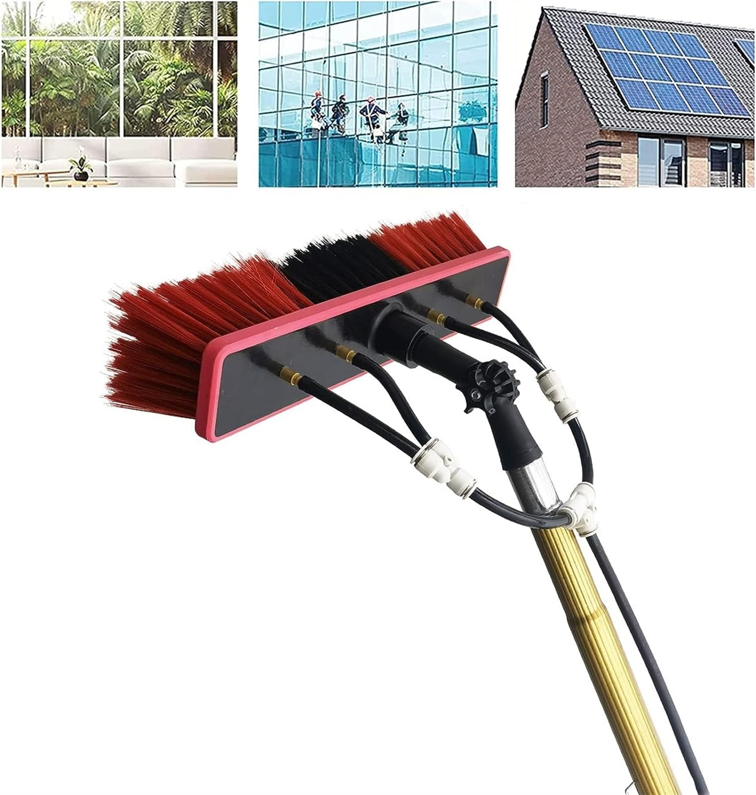 Brosse de nettoyage de verre télescopique pour laver les vitres hautes sans échelle