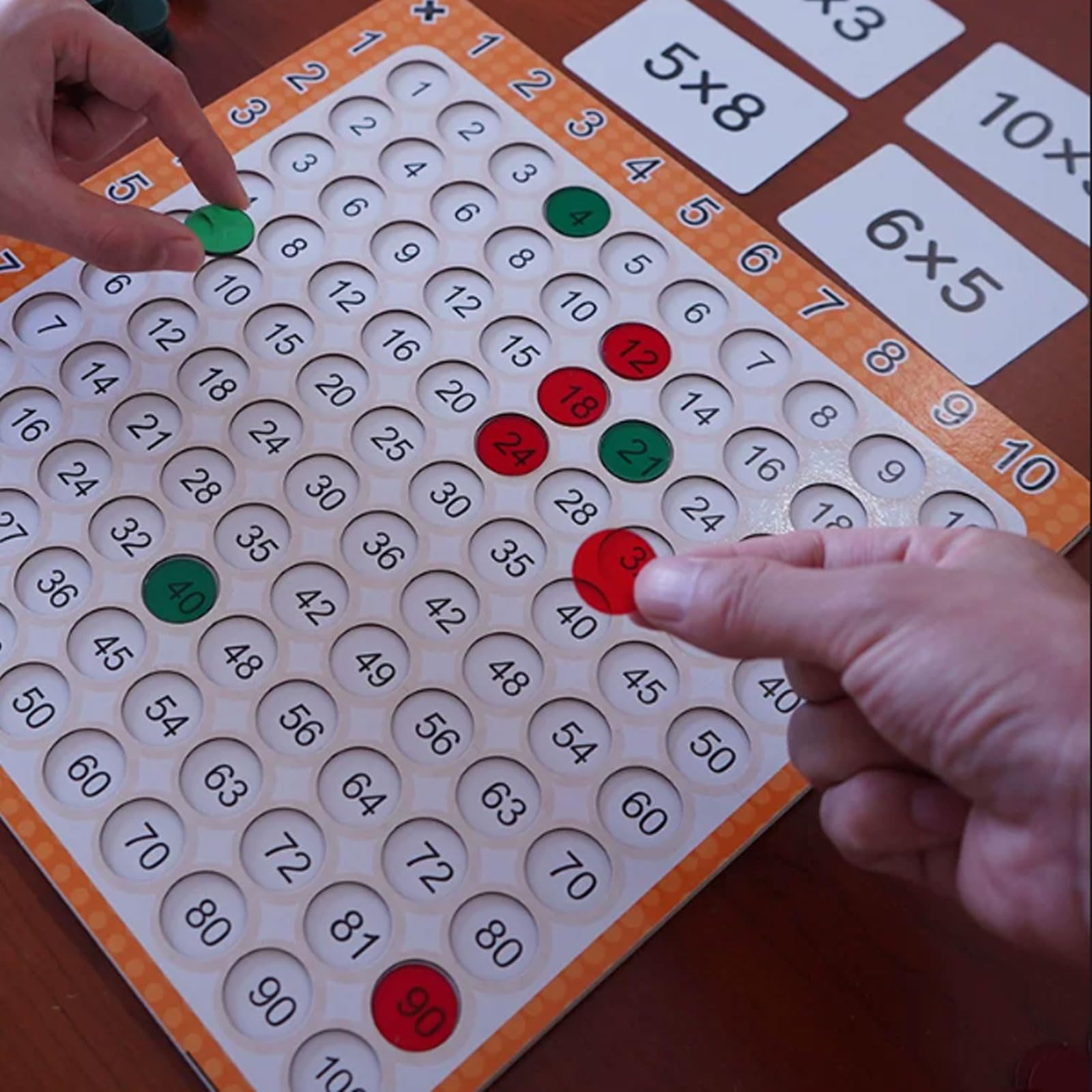 Gioco da Tavolo Montessori delle tabelline | Tabella di moltiplicazione da 1 a 10 con schede flash, Giocattolo educativo per la pratica della moltiplicazione