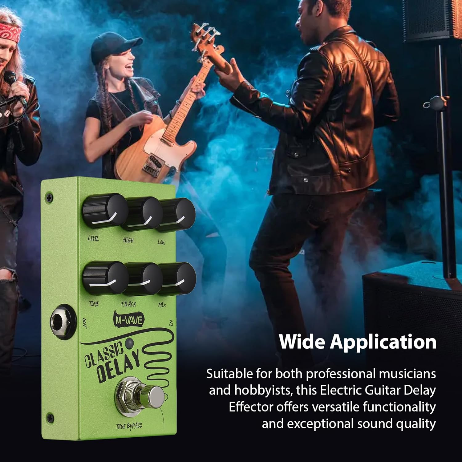 Guitar Delay Pedal Analog Stereo Echo Effect with True Bypass, 600ms Delay Time, 2-Band EQ for Electric Guitar Bass Pedalboard Studio Live Performance