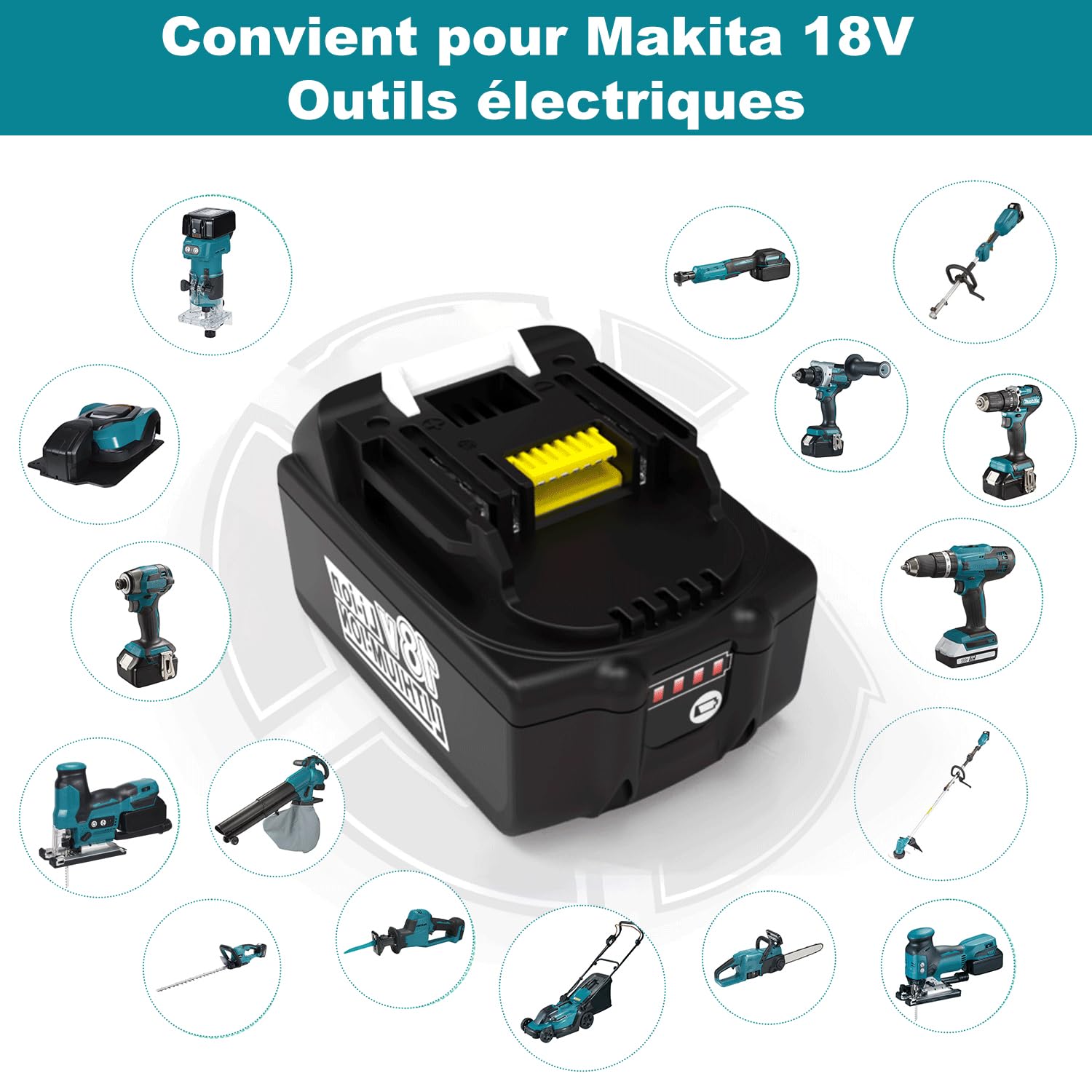 Energup 2pcs 18V 5.0Ah Batterie pour Makita 18V Batterie BL1860 BL1850B BL1850 BL1840 BL1830B BL1820 avec Chargeur DC18RC