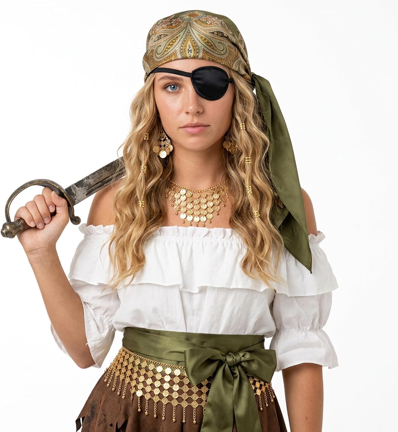 7PCS Pirate Costume Accessories Set for Women, Halloween Pirate Accessories