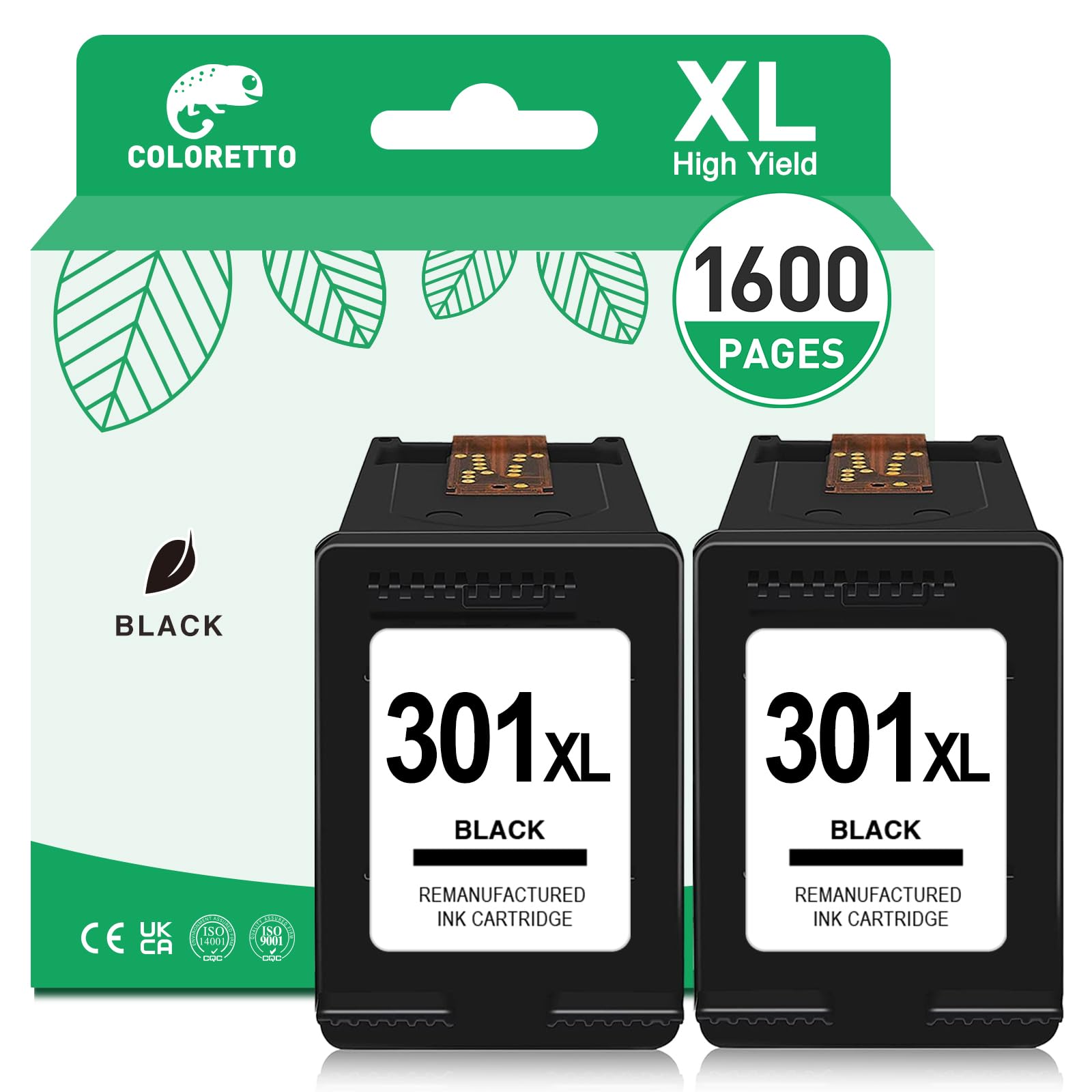 COLORETTO 301XL Tinta para HP 301 Negro Deskjet 2540 3050 2050 3055a 2510 1050 3055 2543 2550 1015 1510 1512 Envy 4500 4502 4503 5530 Officejet 2620 2622 4630 Tinta Negra para HP 301 Cartuchos 301