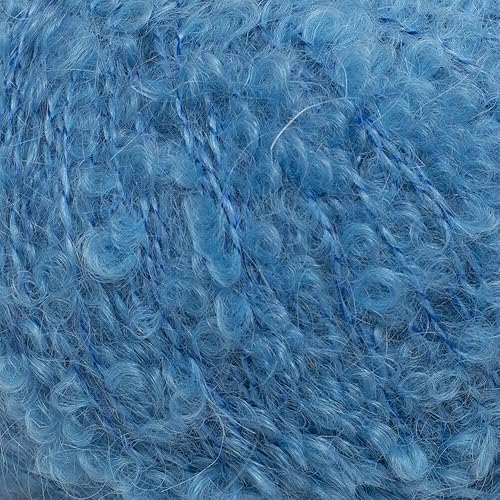 Miniatura 2 de La Mia Alpaca Boucle, 2 madejas 80% Alpaca 15% lana 5 poliamida para tejer y tejer ganchillo, 1.76 oz (1.76 onzas)  459.3 ft (153 yardas), azul -