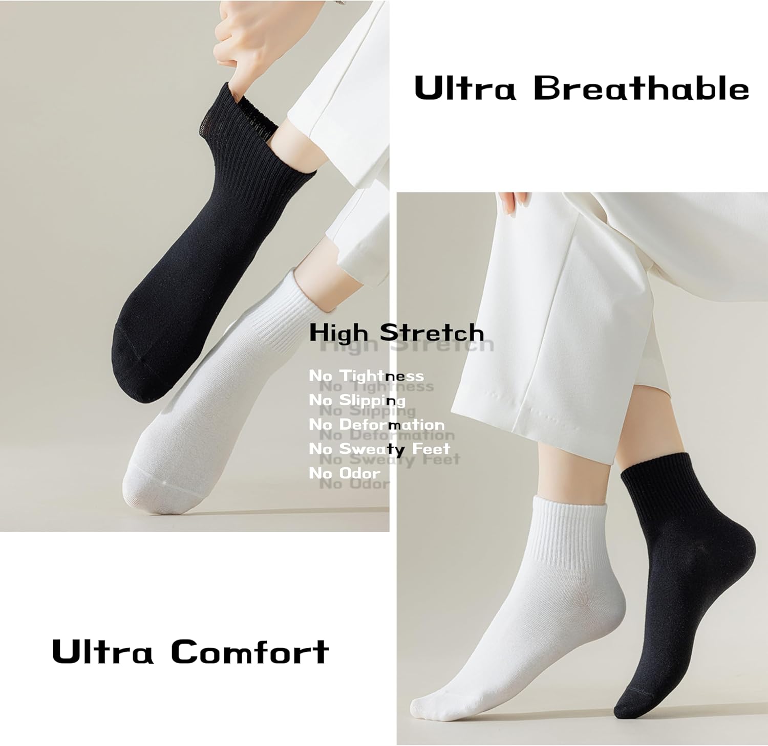 NevEND 6 Pairs Women's Mini Crew/Ankle Cotton Athletic Socks with Thick Cushioned 9-11 - Image 4