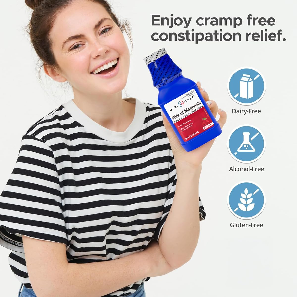 GeriCare Milk of Magnesia, Magnesium Hydroxide 1200mg | Cherry Flavor | Constipation Relief | Cramp-Free, Saline Laxative | 12 Fl Oz (Pack of 1) — Amazon image 2