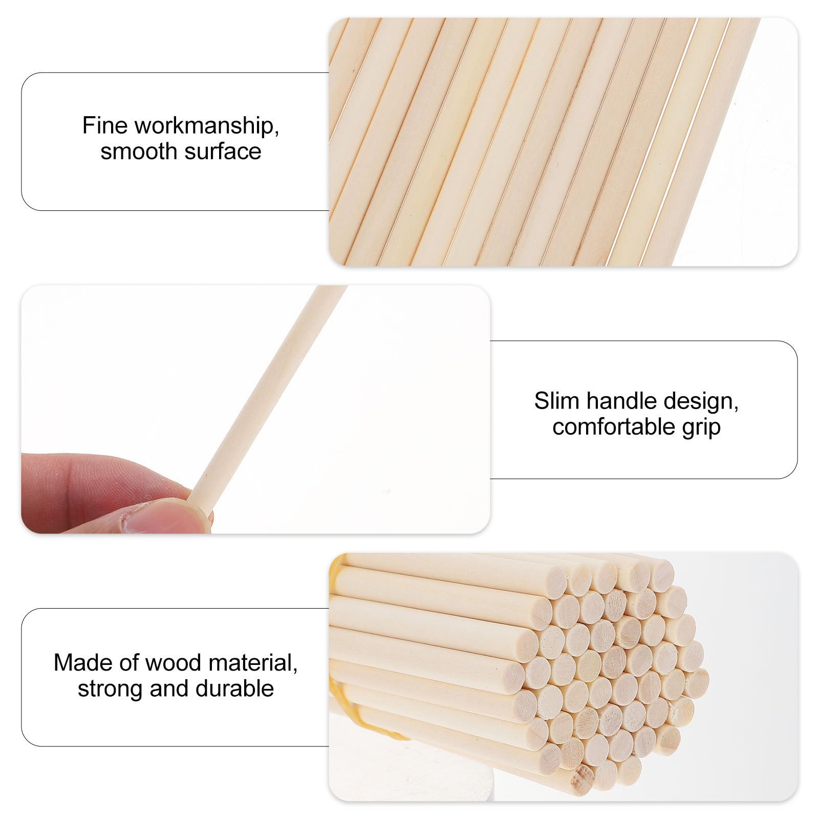 Palitos de Madera Beige Seguros y Fáciles de Sujetar 500 para Hacer Helados Caseros Ideales para Bricolaje y Decoración Hogar