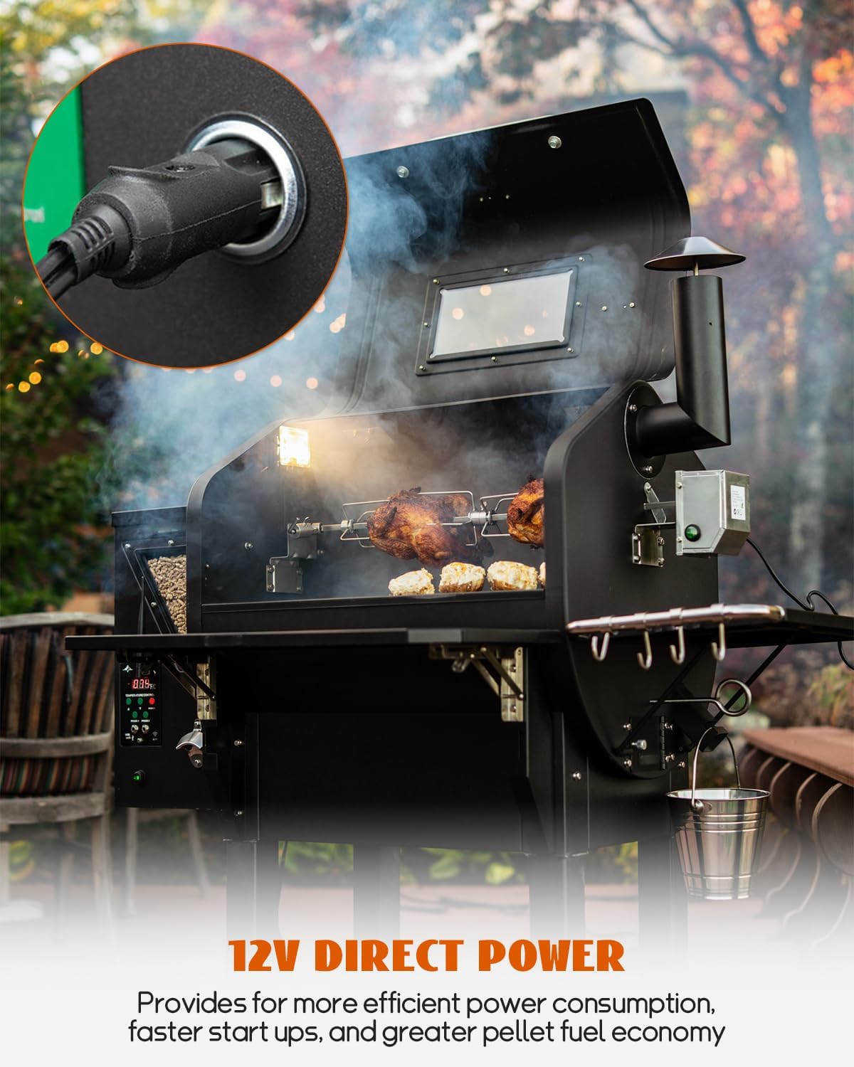 12V Power Supply Converter Adapter Plug Fit for GMG Green Mountain Grill/GMG Peak/Trek Pellet Grill P-1001 P-1012 P-1235 Power Cord Replacement Part