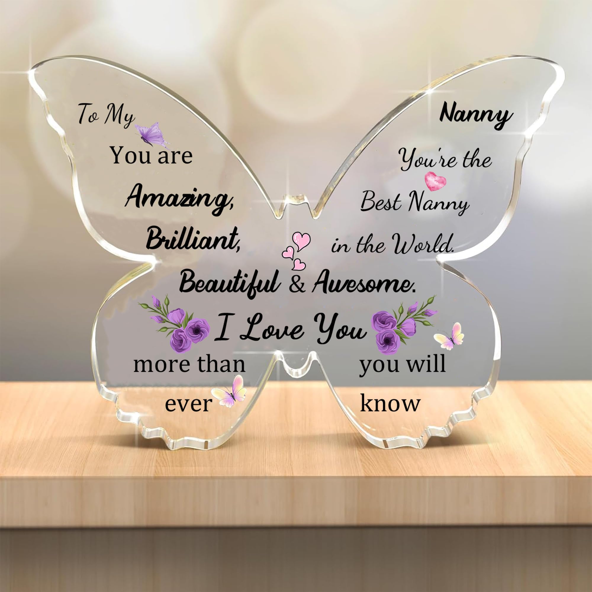 Regalo Per Madrina A Forma Di Farfalla - Targa In Acrilico Con Scritta Personalizzata, Da Figlioccio Per Compleanno E Festa Della Mamma - 2