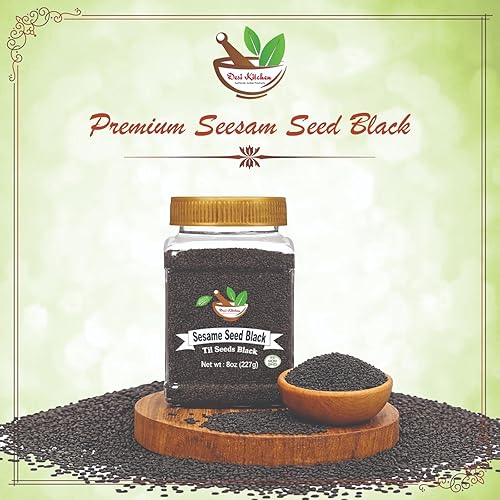 Miniatura 3 de Desi Kitchen Spices All Natural | Sin sal | Vegano | Sin OMG | Negro de semillas de sésamo | Semillas de Til (negro) | 8 oz (227 g)