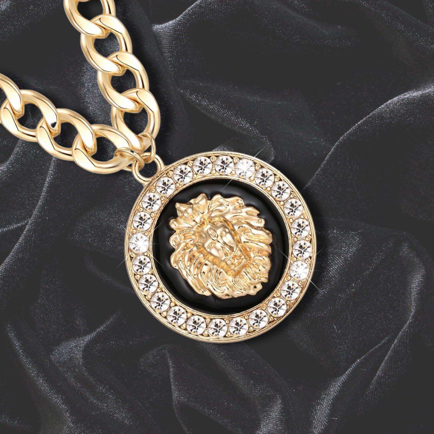 Women's Basketball Wives Style Gold-Plated Lion Head Pedant Necklace Hip Hop Statement Chunky Chain Choker Animal Necklace - Image 2