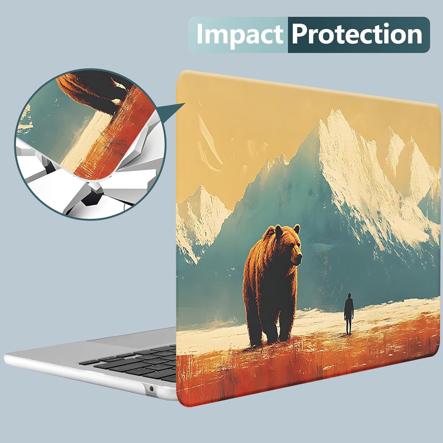 KEROM Compatible for MacBook Pro 13 Inch Case 2025 2024 2023 2022-2016 M2 M1 A2338 A2289 A2251 A2159 A1989 A1706 A1708, Cute Aesthetic Protective Plastic Hard Shell & Keyboard Cover, Bear