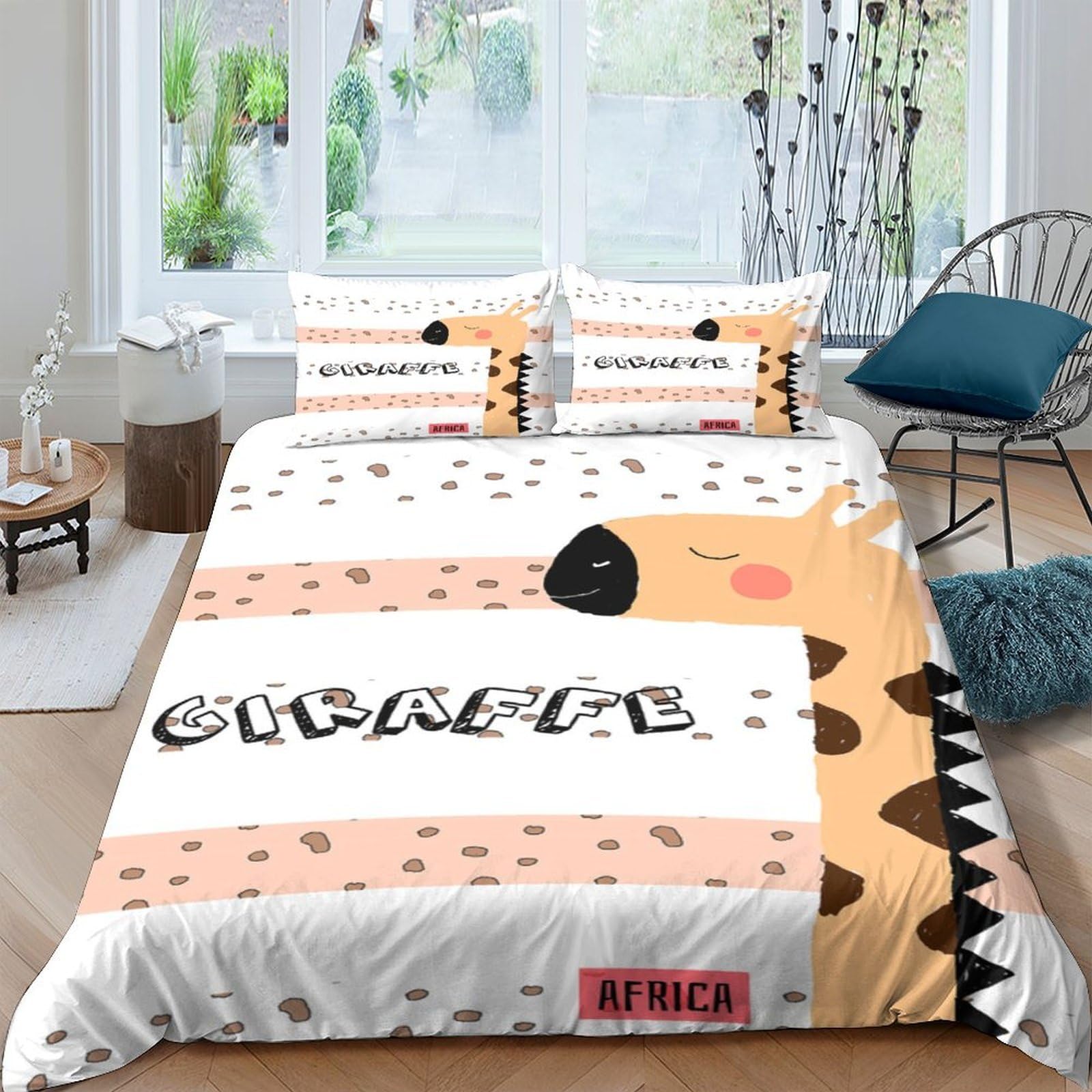Ctjqhvkz Style-7 3D Printed Cute Giraffe Fitted Sheet Microfiber Soft Cartoon Animal Mattress Cover For Bedroom Dorm Decor Single（135X200cm）
