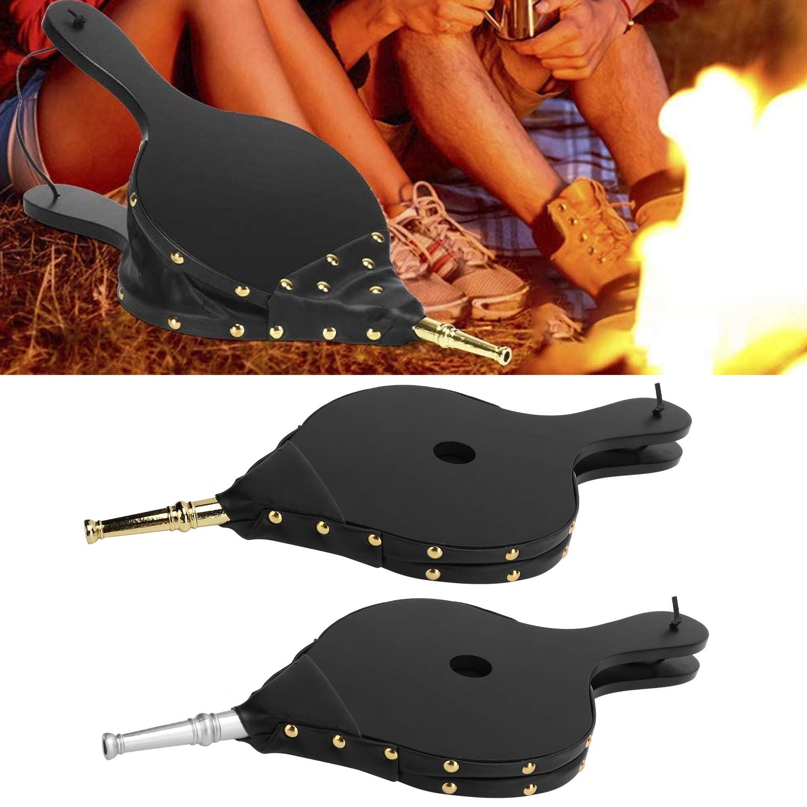 Fuelle de madera, Fuelle de chimenea de aire de madera manual para barbacoa de camping al aire libre, ventilador/encendedor en la esquina del fuego, fuelles de aire de madera (plata)