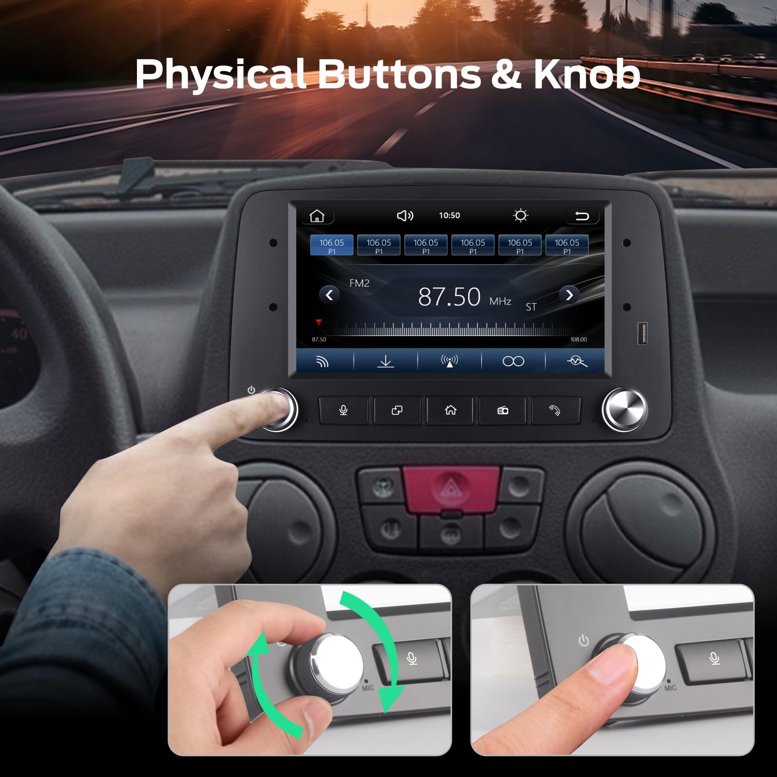 Autoradio Linux per Fiat Panda 169 2003-2012 con CarPlay Wireless e Android Auto, avvio in 2 secondi, comandi fisici tramite manopola, audio di livello OEM, Porta ISO Plug & Play