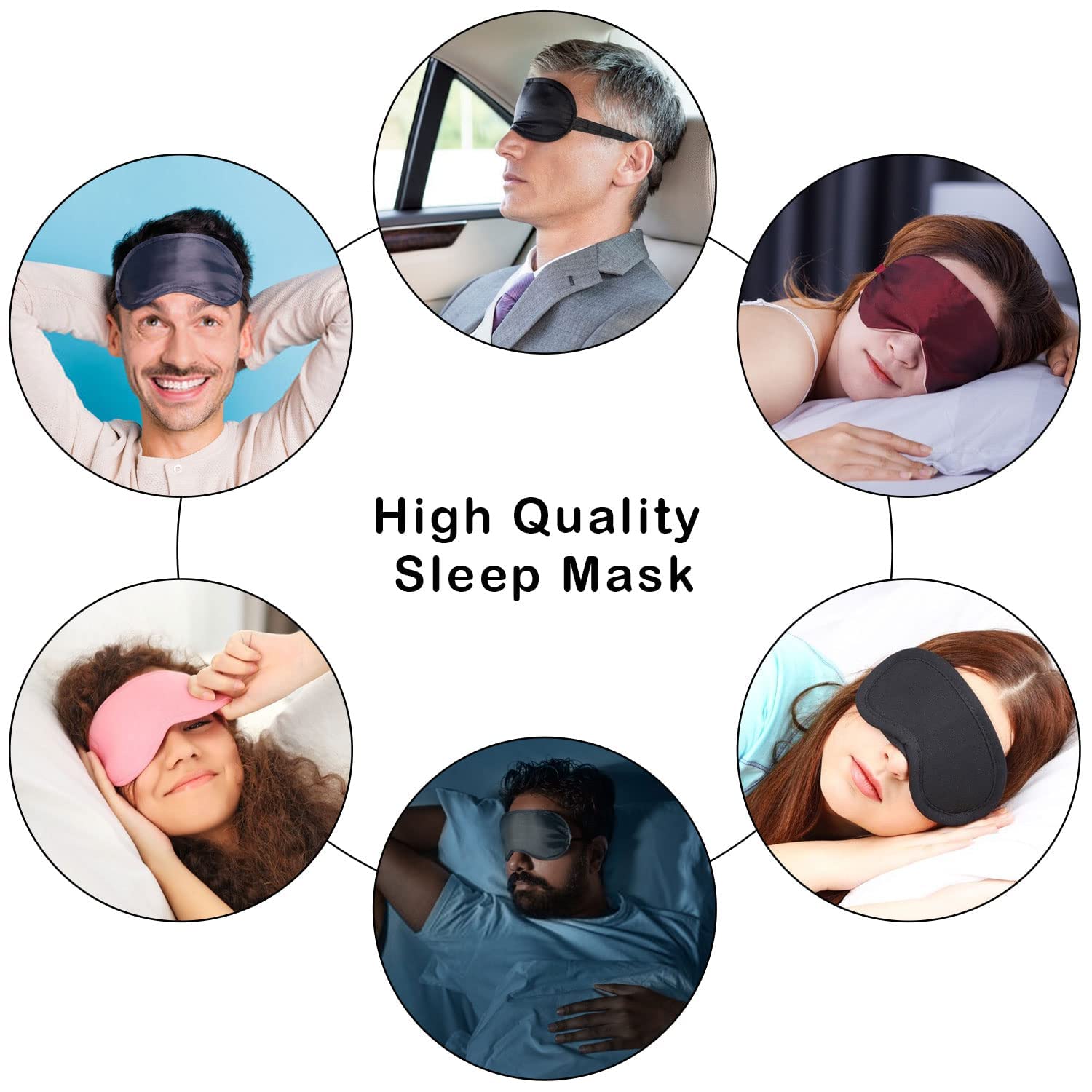 Maschera Per Dormire 3D Sagomata In Poliestere Con Cinghia Regolabile – Nero Unisex