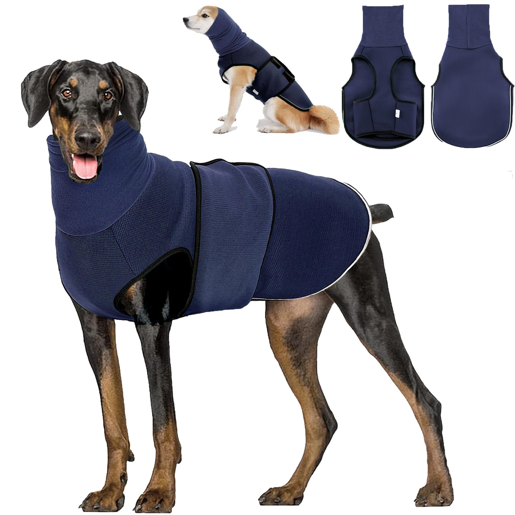 Dotoner Gilet Relaxant 2 en 1 pour Chiens, Manteau Anti-anxiété avec Douce Snood et Moufle, Bruit et Bandes Réfléchissantes