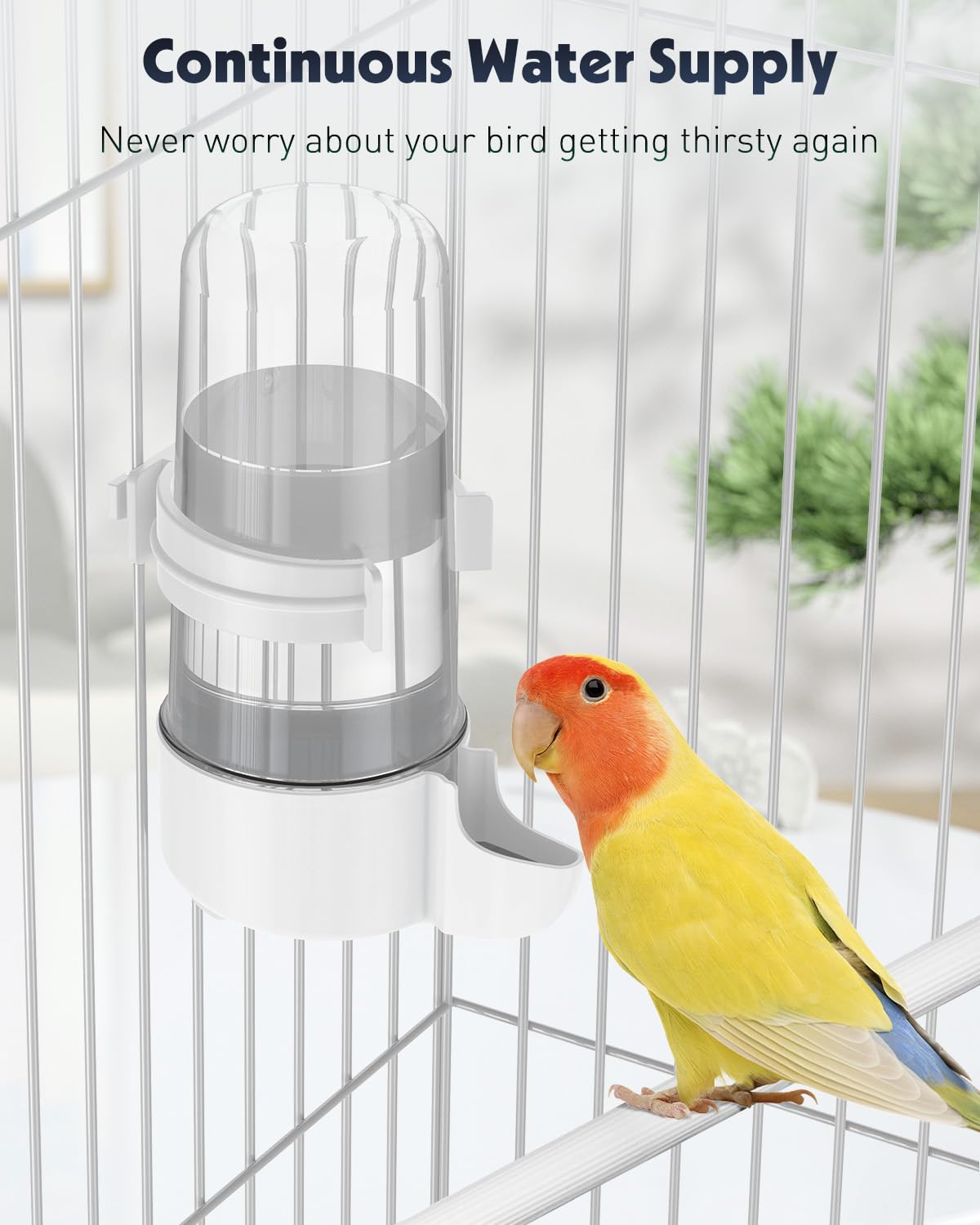Pawfly 2 Pezzi Dispensatore d'Acqua per Uccelli, Alimentatore Automatico d'Acqua per Uccelli, Accessori per Gabbia per Pappagallo & Criceto, Bevitore d'Acqua per Bianco e Blu per Parrocchetto & Più