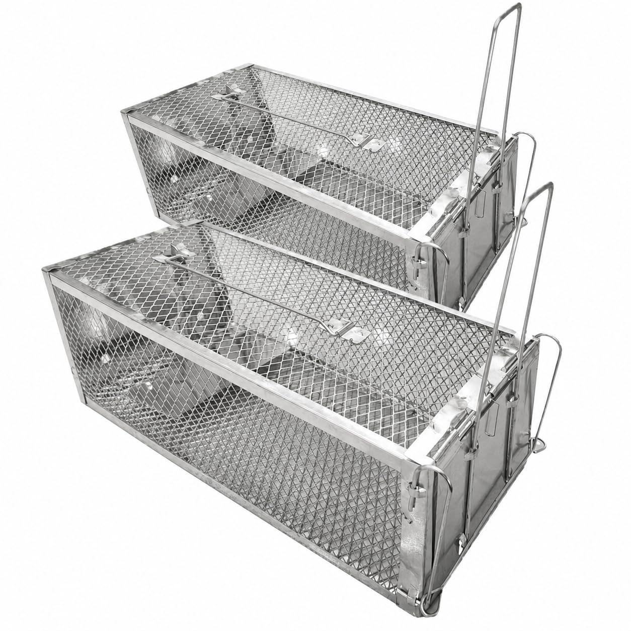 Techspace Humane Squirrel Trap & Live Rat Cage Trap (2 Pack), Heavy Duty Galvanised Steel Multi-Catch Rodent Traps for Outdoors & Indoors, Weatherproof Animal-Friendly Cage for Mice, Rats, Squirrels