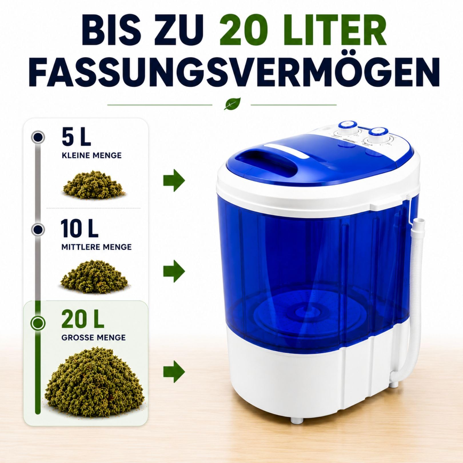 Weedness Washing Machine Icer 20 Liter + 3-Bubble-Bags - Ernte-Reste Ice-o-Lator Bubble Trocknen, Grow Anbau, Indoor & Outdoor Weiterverarbeitung