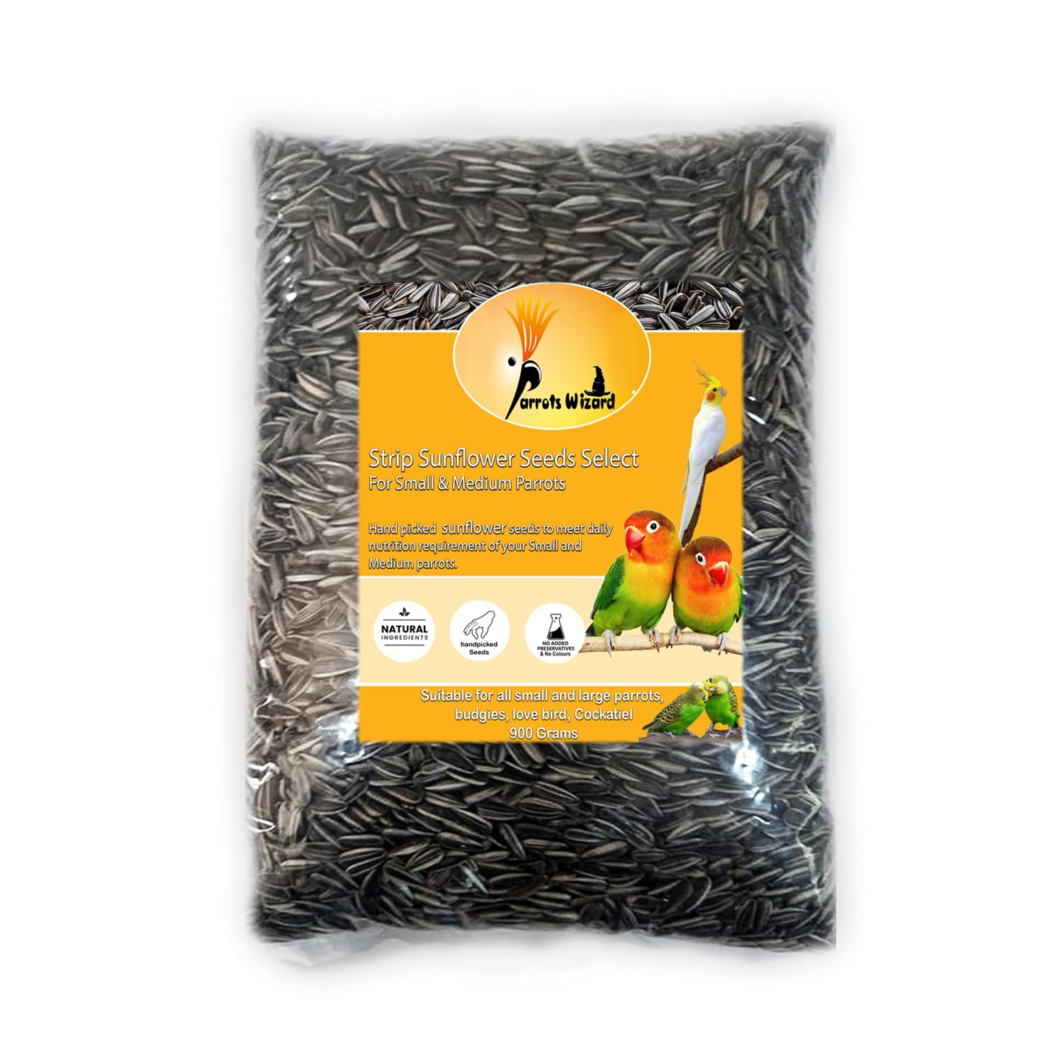 Parrots Wizard All Life Stages Dry Bird Food Small Size Sunflower Seeds for Bird 900 G,Pack of 1