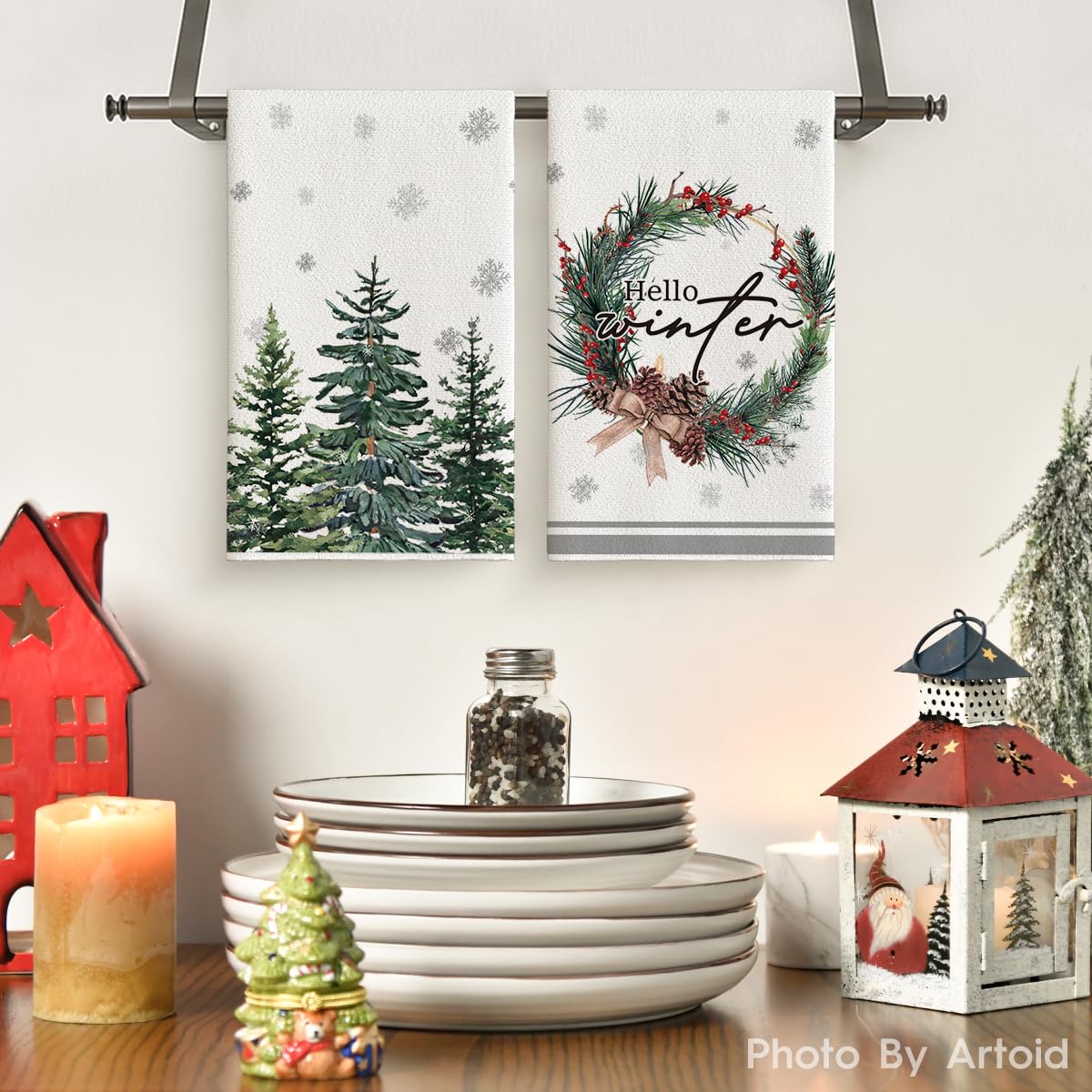 Lot 2 Torchons De Noël Grinch 40x60 Cm - Serviettes Cuisine Super Absorbantes